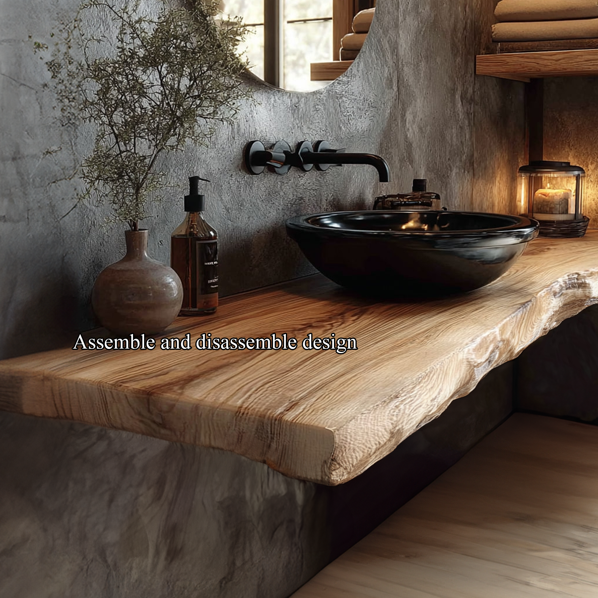 Mid Century Floating Shelf Natural Edge Vanity Bathroom