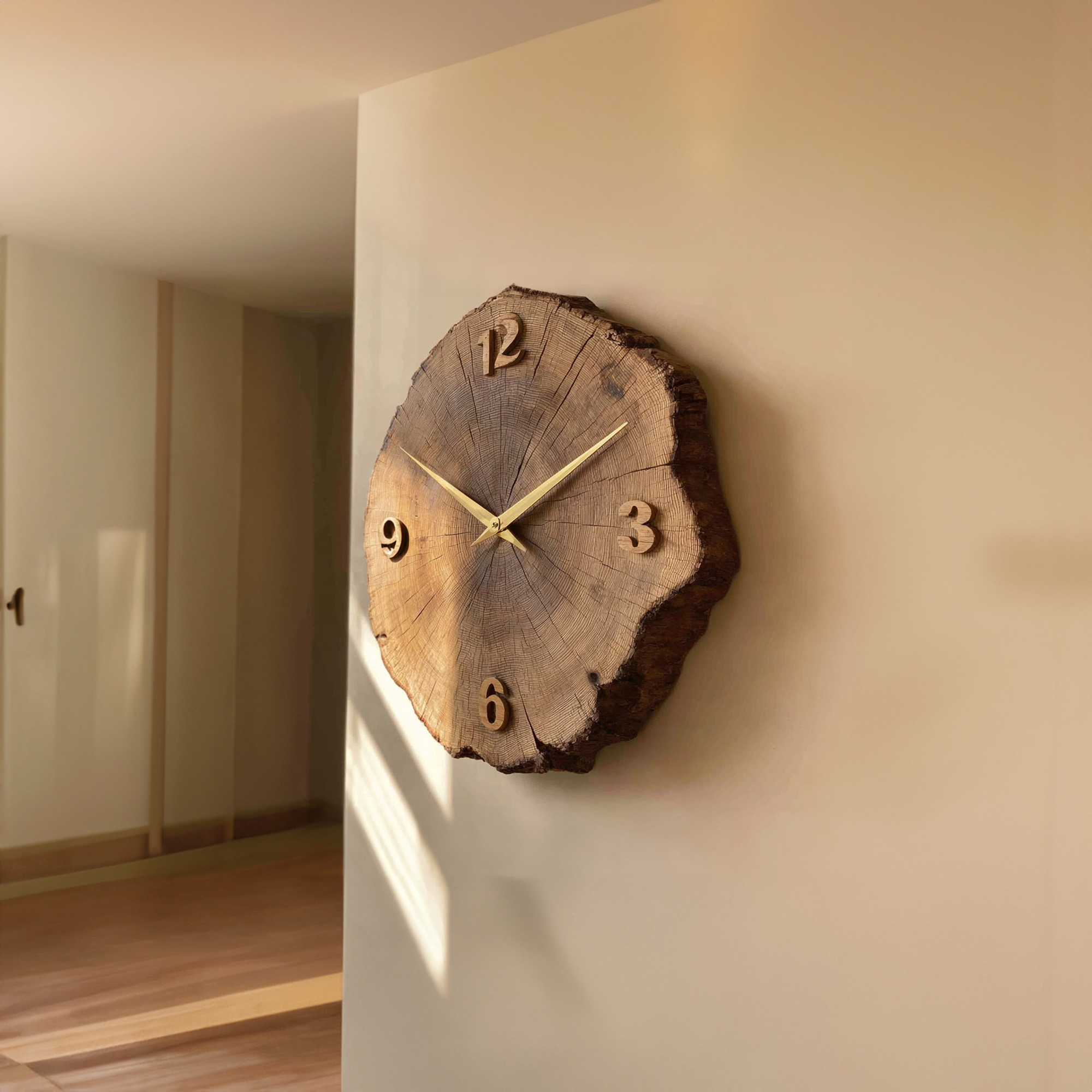 Rustic Tree Ring Wall Clock Hallway Or Living Room