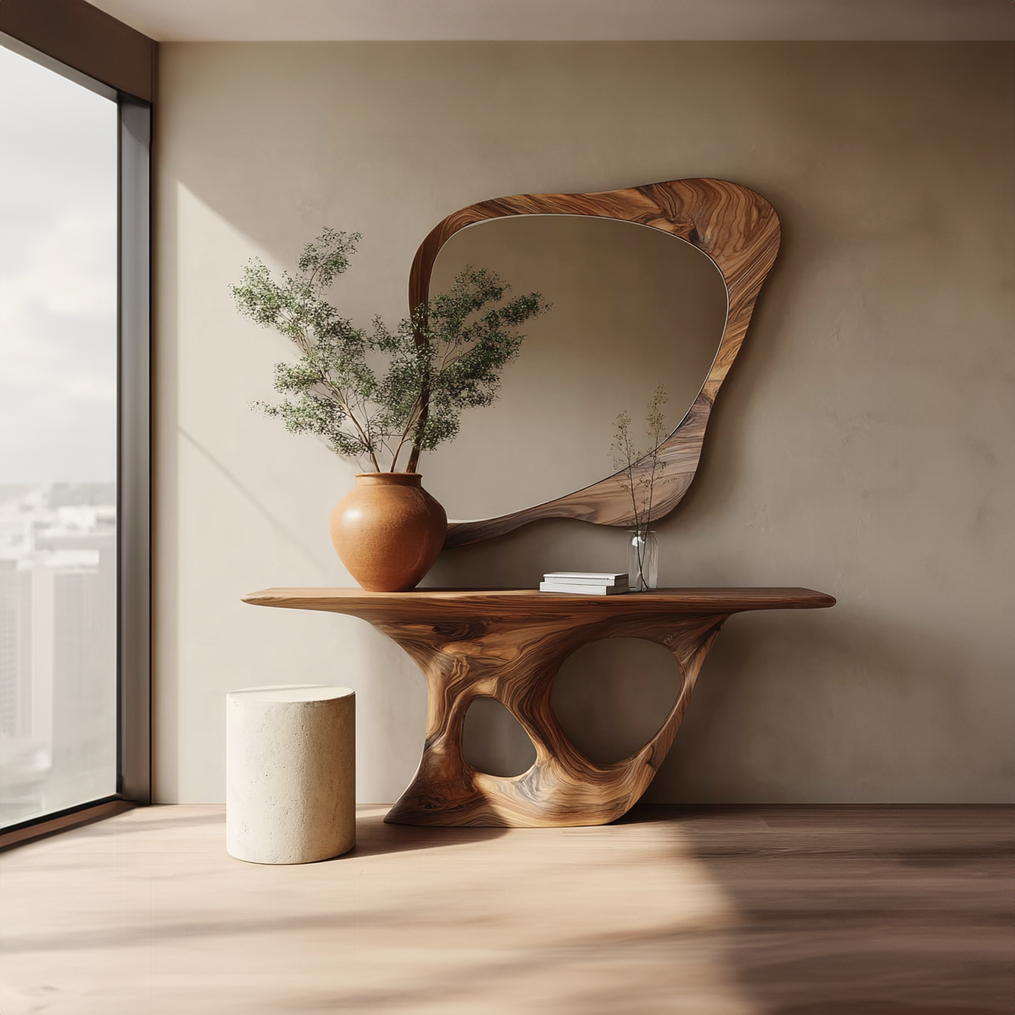 Rustic Solid Wood Console Table Living Room