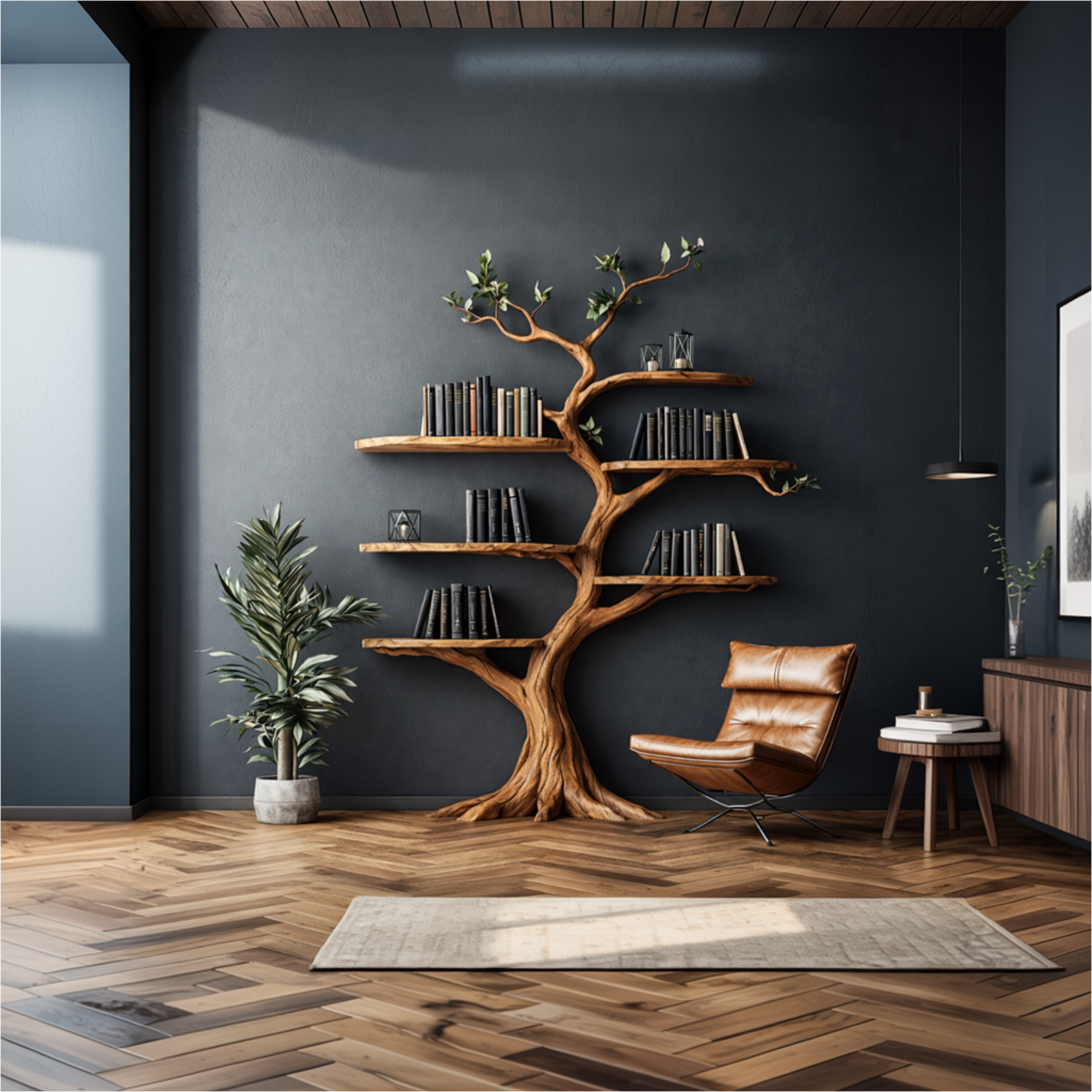 Organic Modern Artistic Tree Bookshelf For Living Room