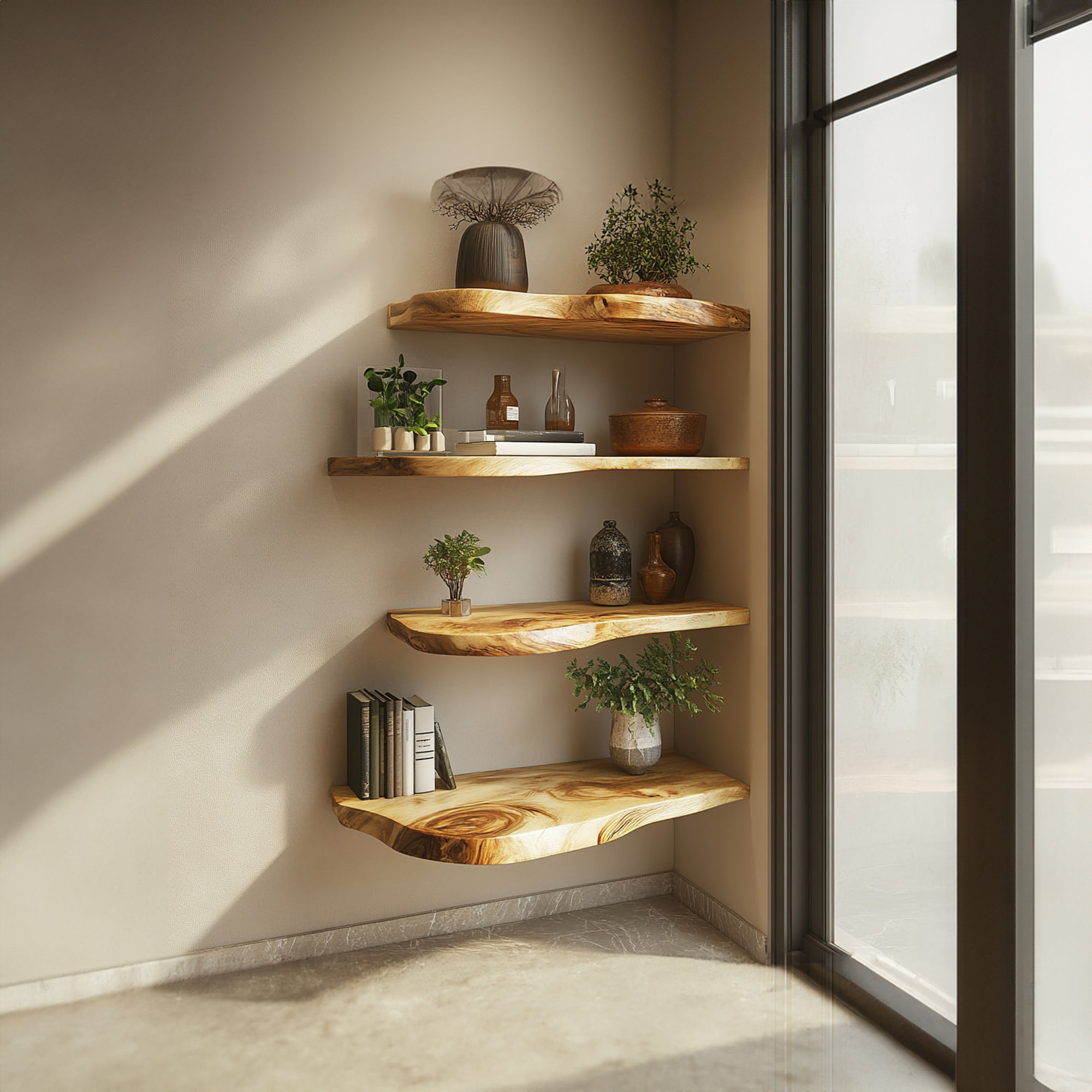 Rustic Live Edge Display Shelf Living Room Or Dining Room