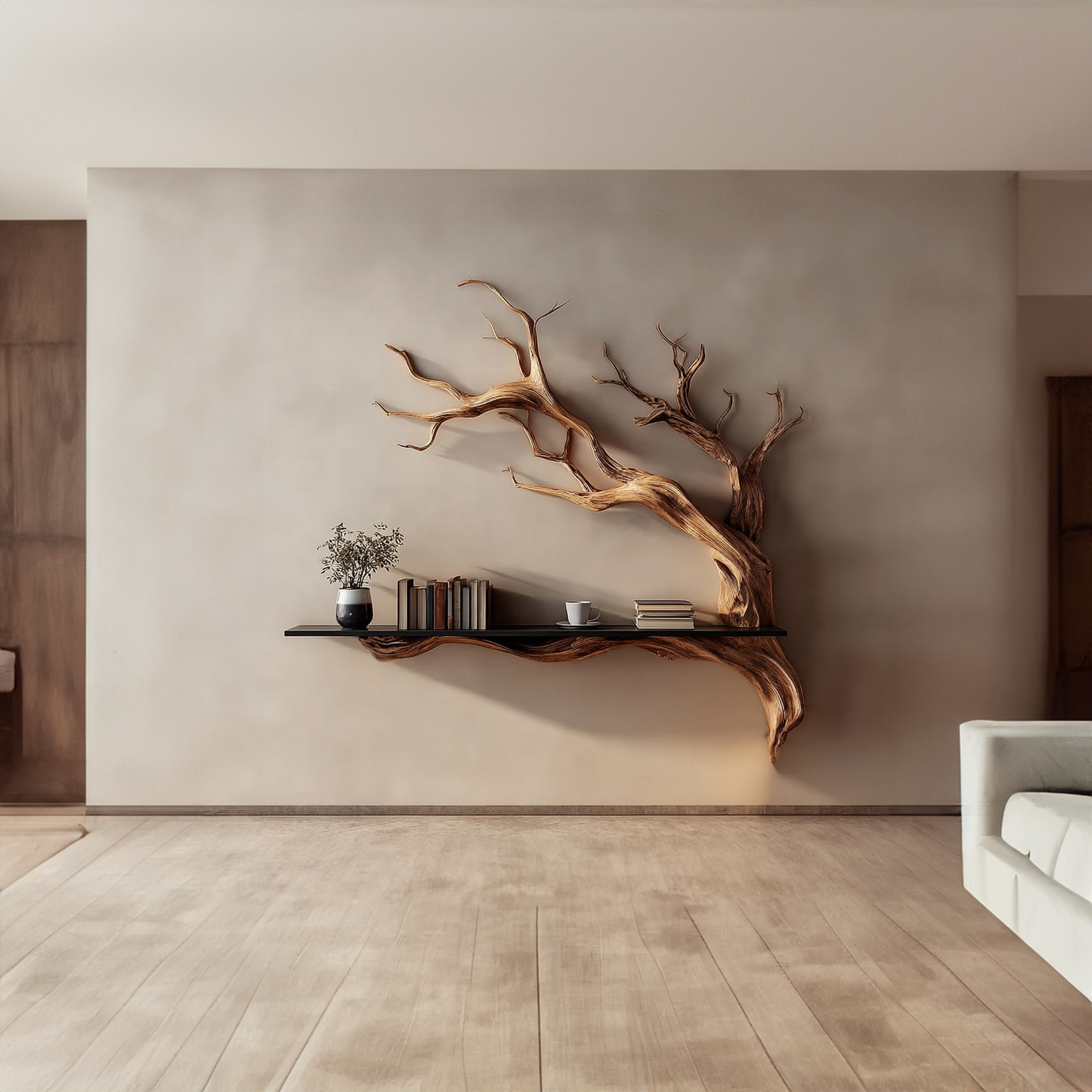 Rustic Tree Branch Wall Shelf Natural Artistic Home Decor