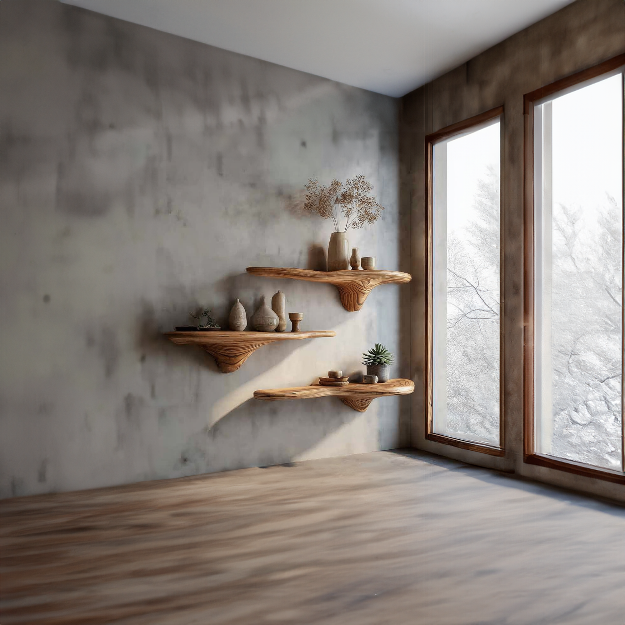 Rustic Mushroom Wall Shelf Entryway