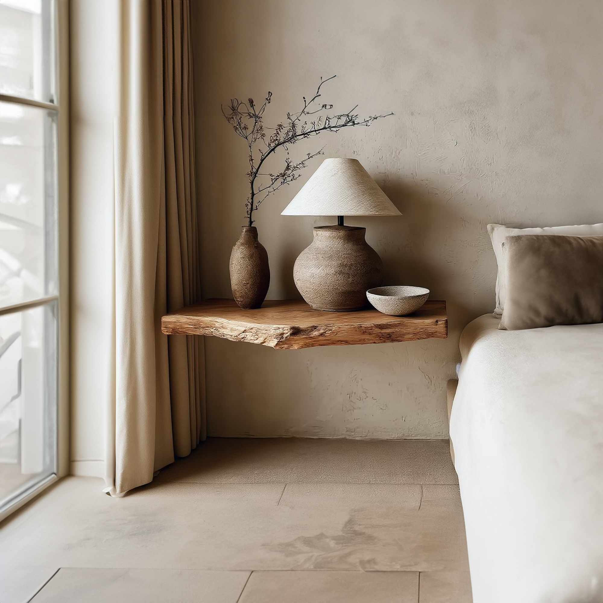 Rustic Floating Nightstand Bedroom