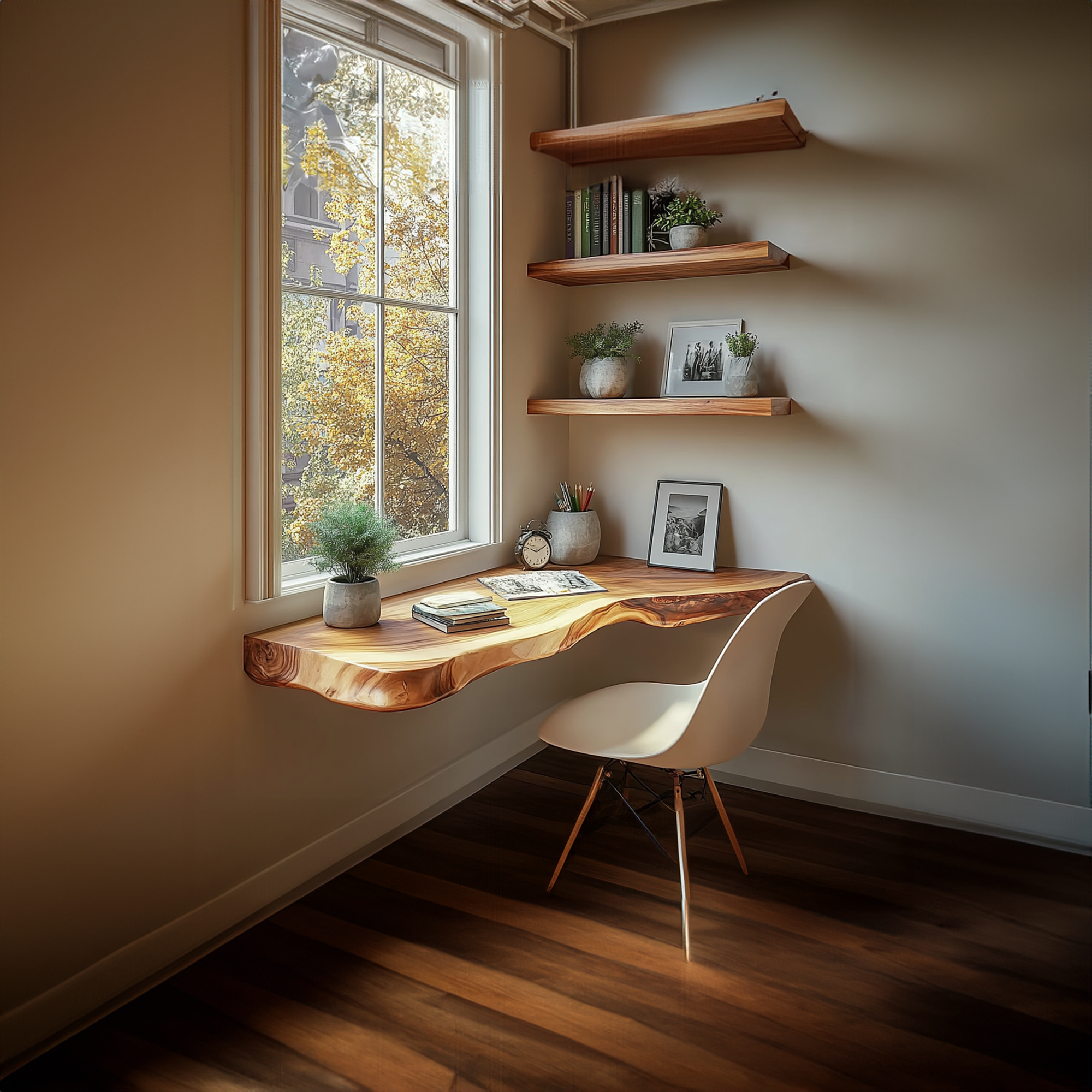 Rustic Floating Desk Shelf Bedroom Or Office