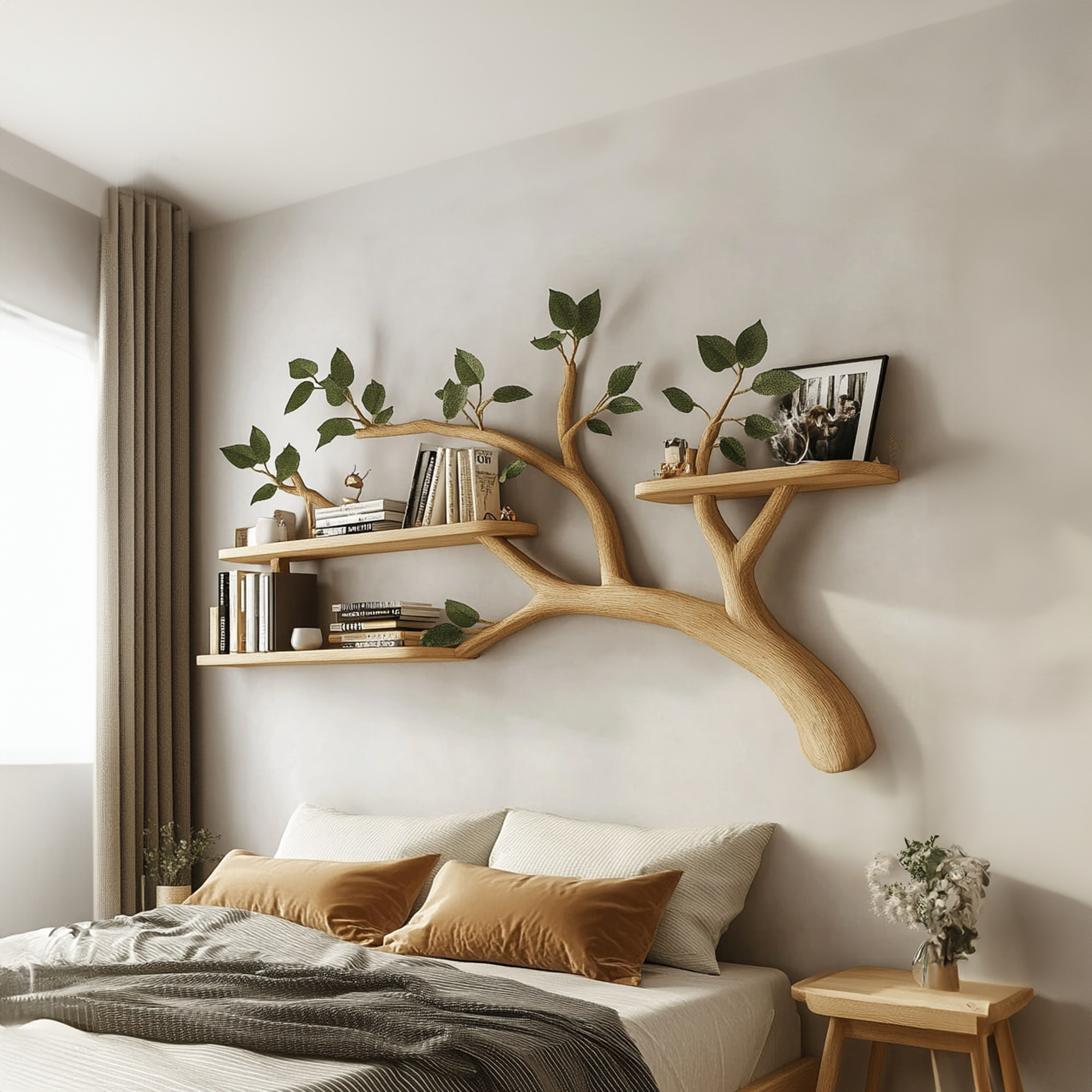 Mid Century Tree Branch Shelf Modern Living Space