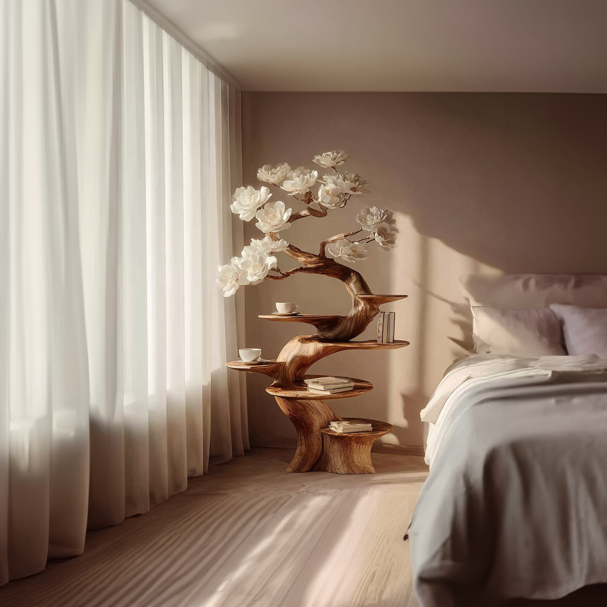 Organic Sculptural Nightstands For Bedroom