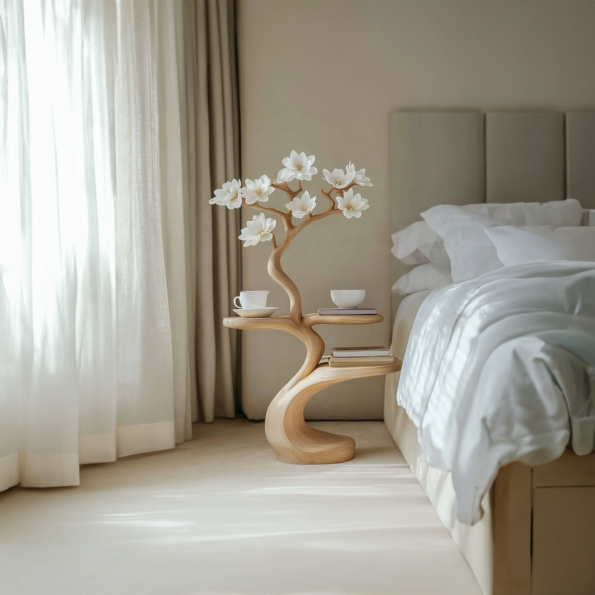Rustic Tree Shape Nightstands Modern Bedroom