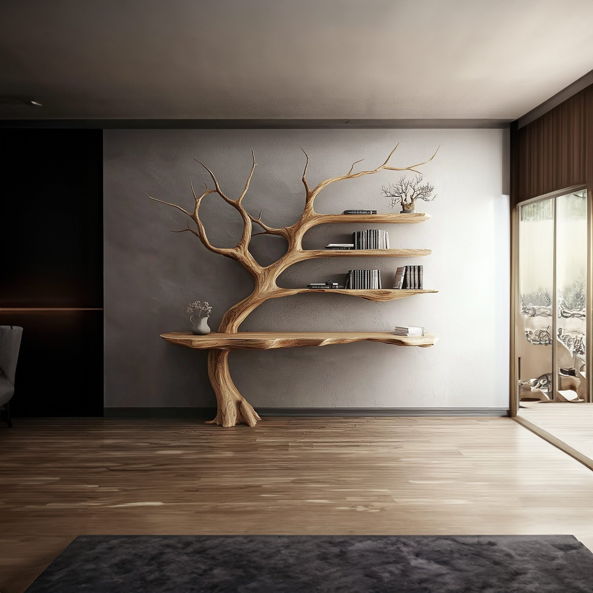 Rustic Console Table Artistic Tree Branch Reading Room
