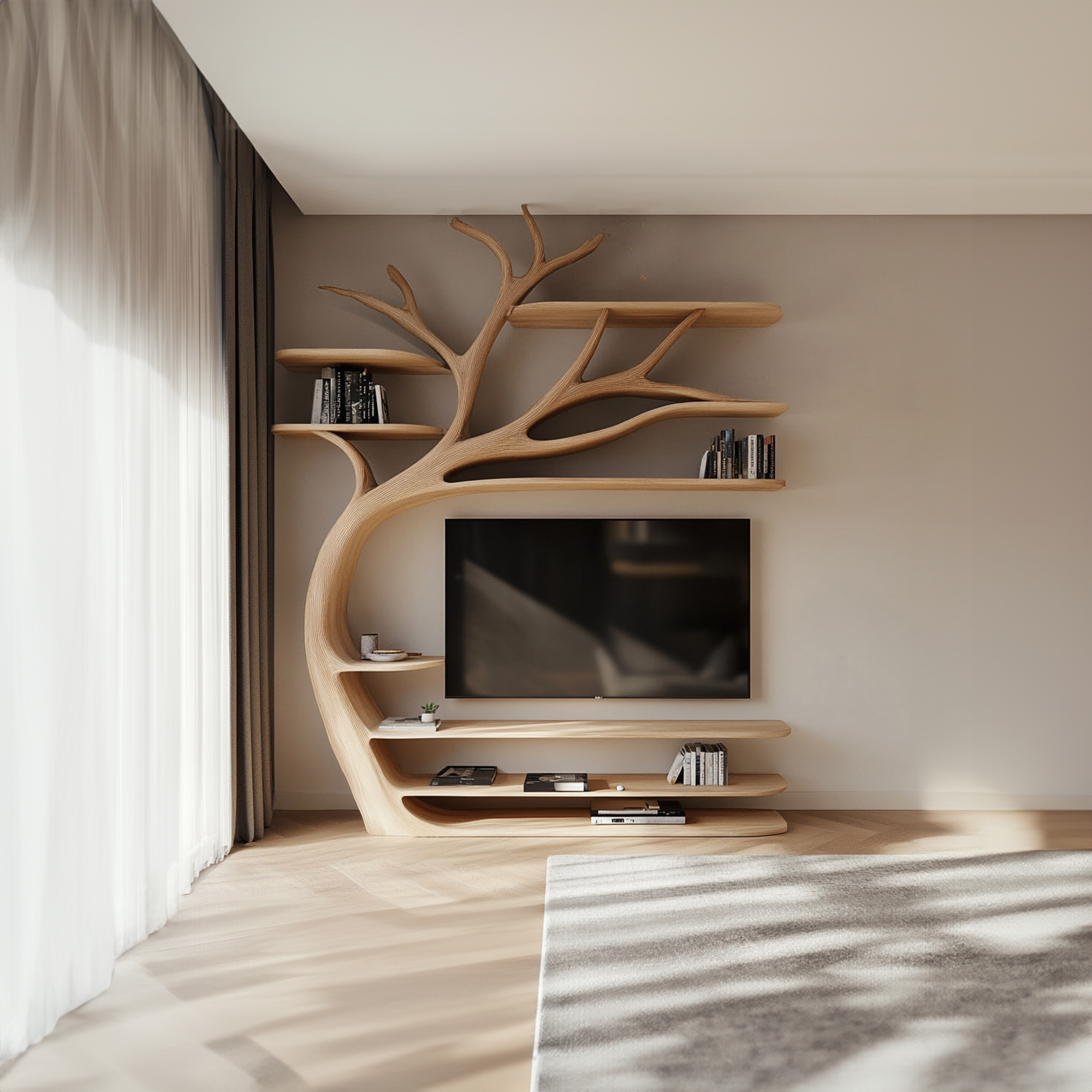 Rustic Artistic Tree TV Stand Bedroom Or Living Room Decor