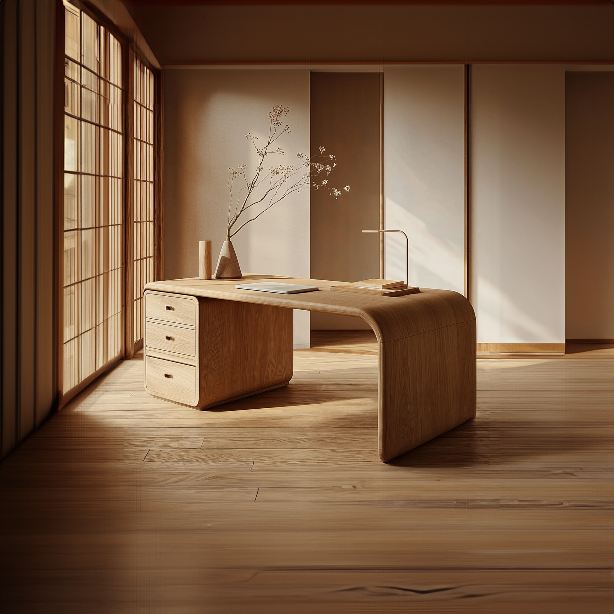 Japandi Harmony Writing Desk Bedroom And Work Room
