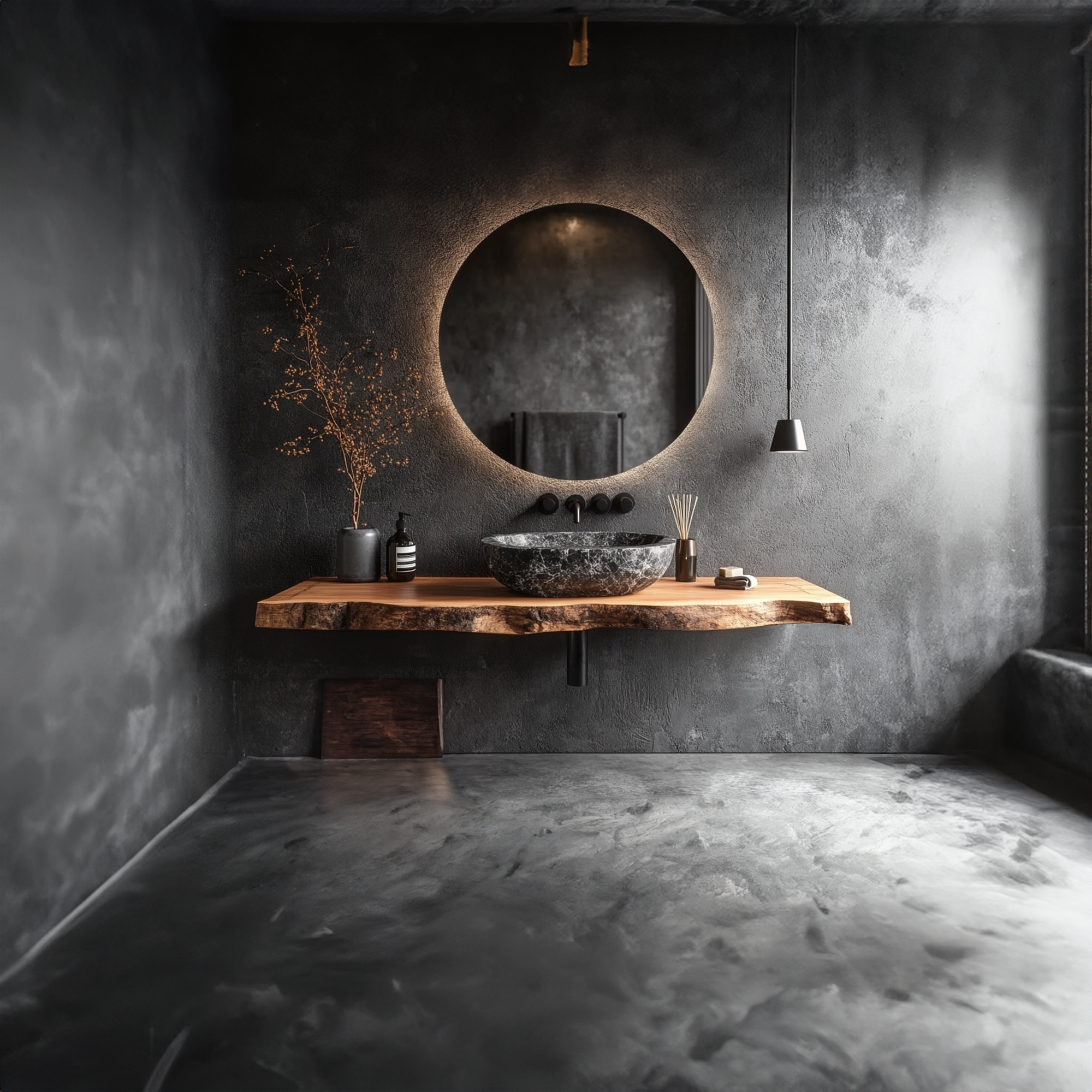 Rustic Floating Bathroom Vanity Washroom Entryway