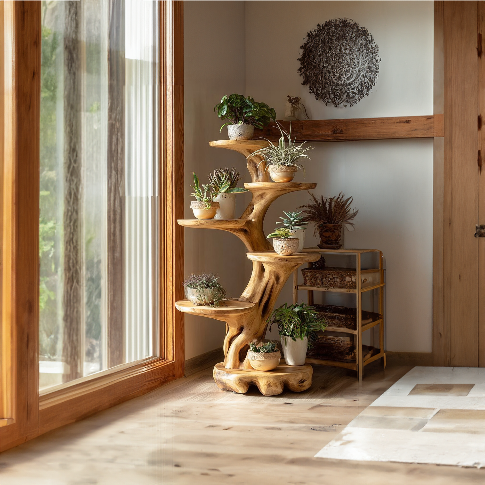 Rustic Tree Planter Display Living Space
