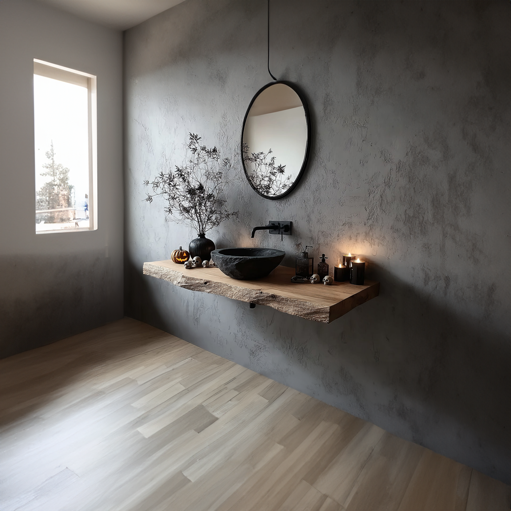 Rustic Floating Shelf Basin Vanity Bathroom