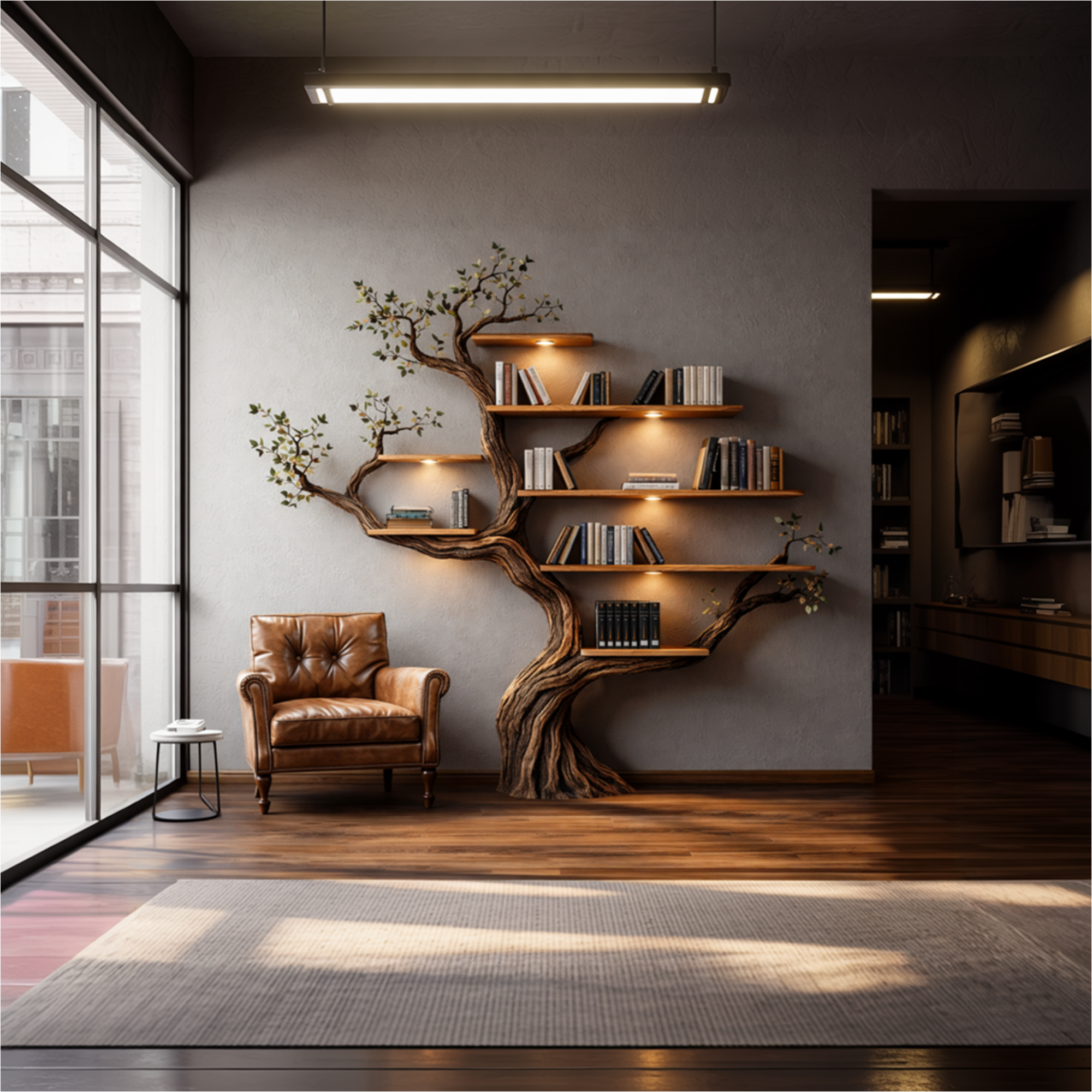 Modern Organic Living Room Interior Flowing Sculptural Wall Feature