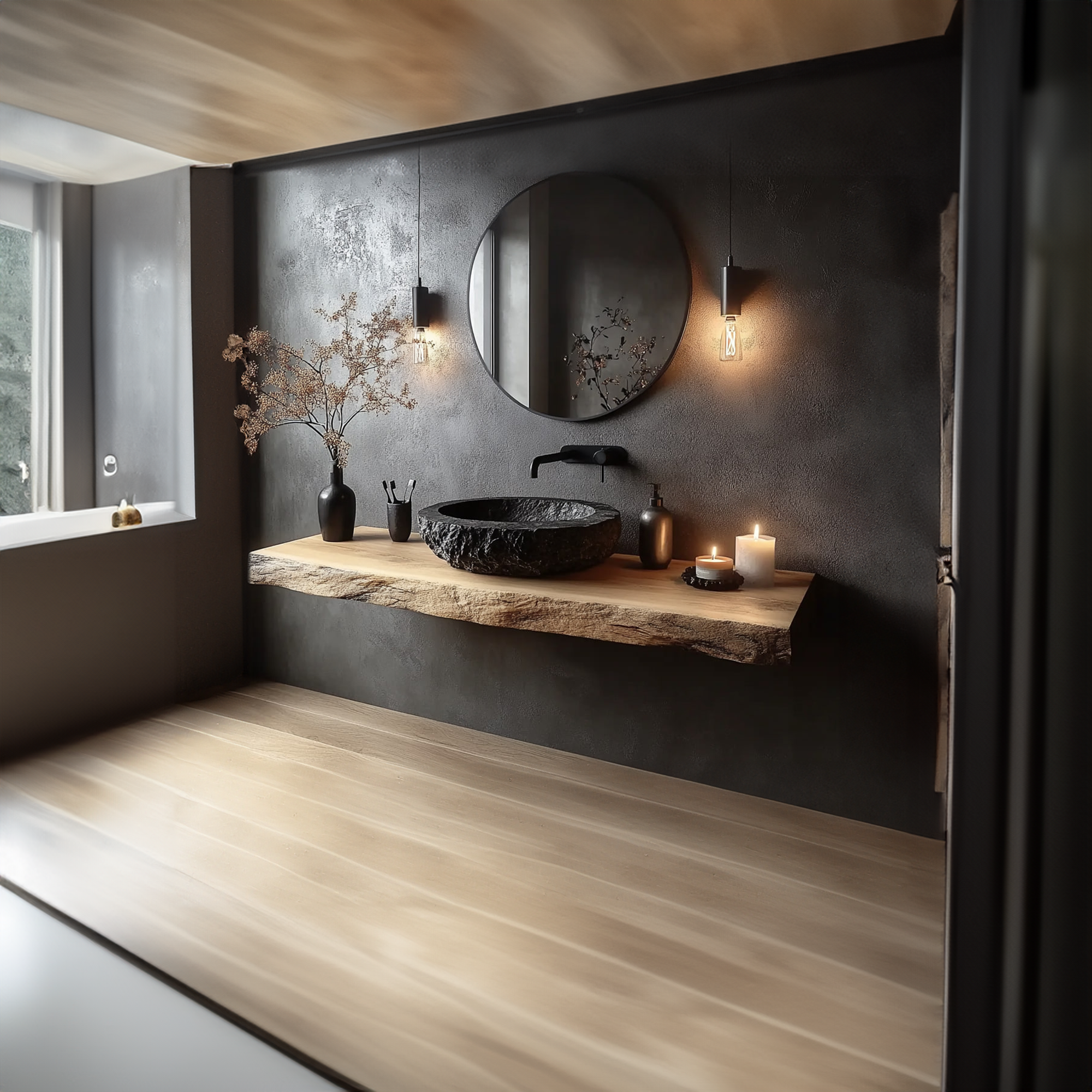 Rustic Wall Mounted Bathroom Vanity Powder Room