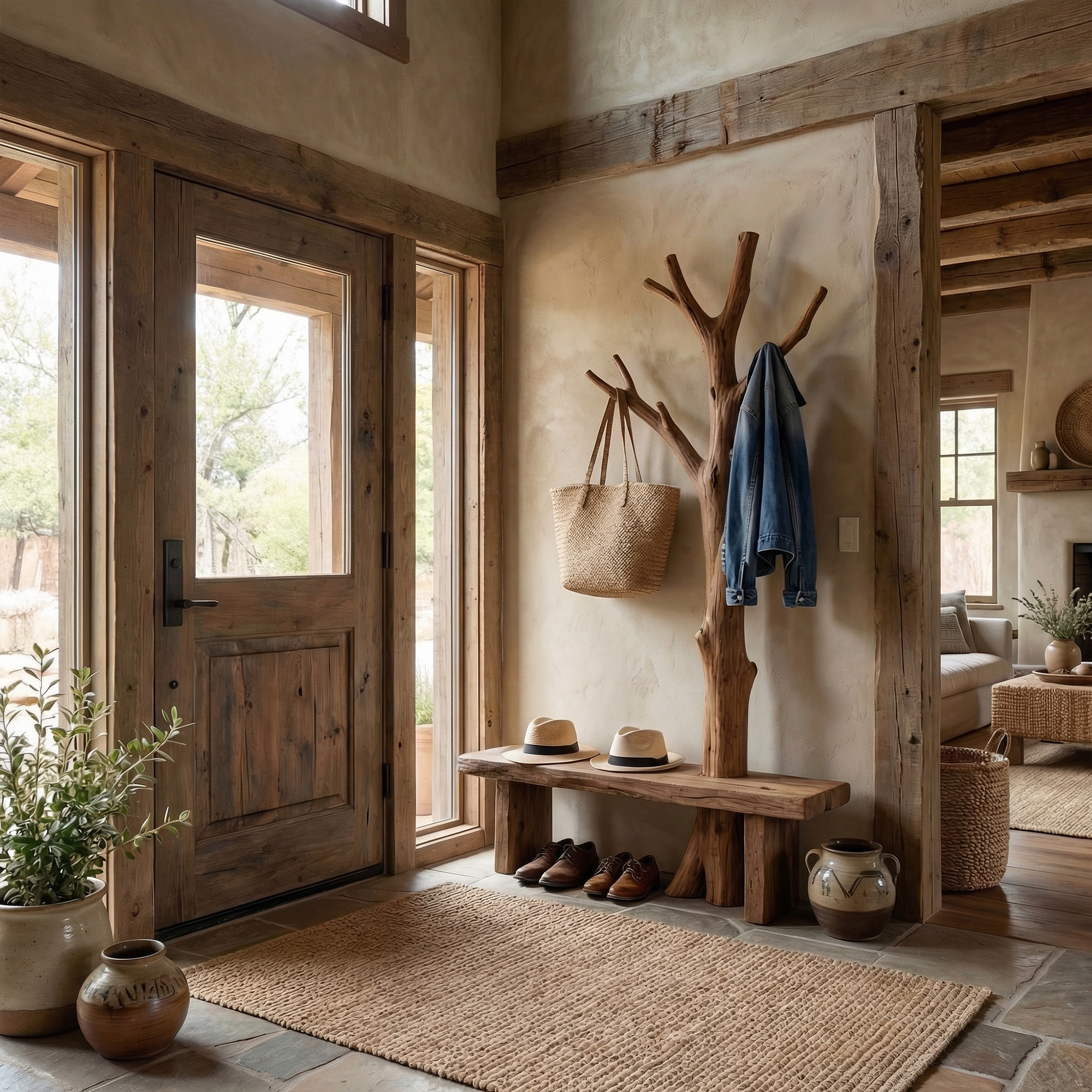 Rustic Tree Coat Rack Entryway And Hallway
