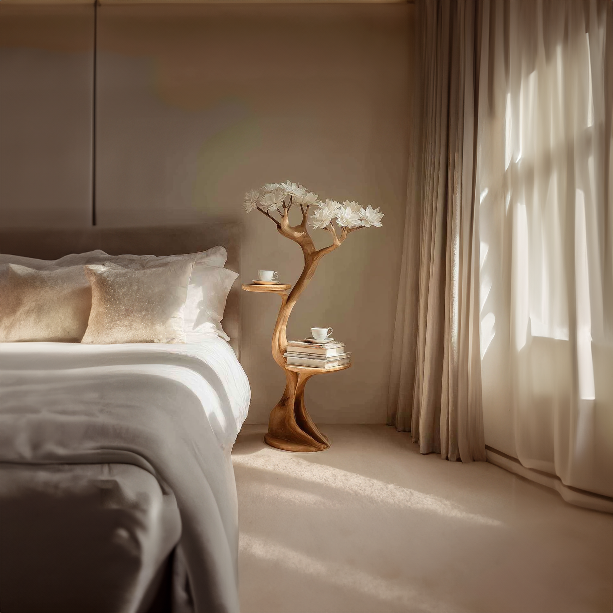 Rustic Tree Shaped Nightstands Bedroom