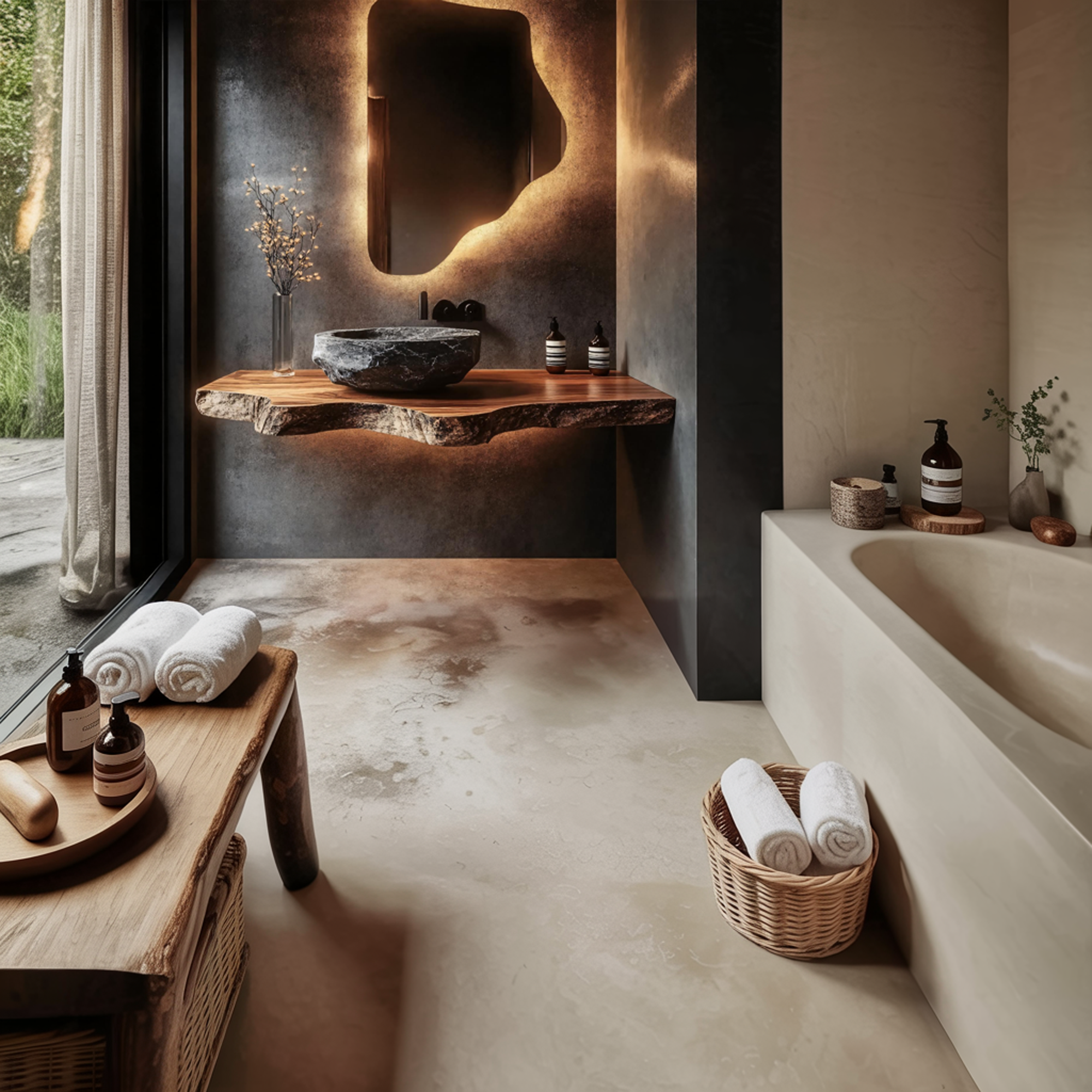 Rustic Live Edge Bathroom Vanity Floating Shelf Console