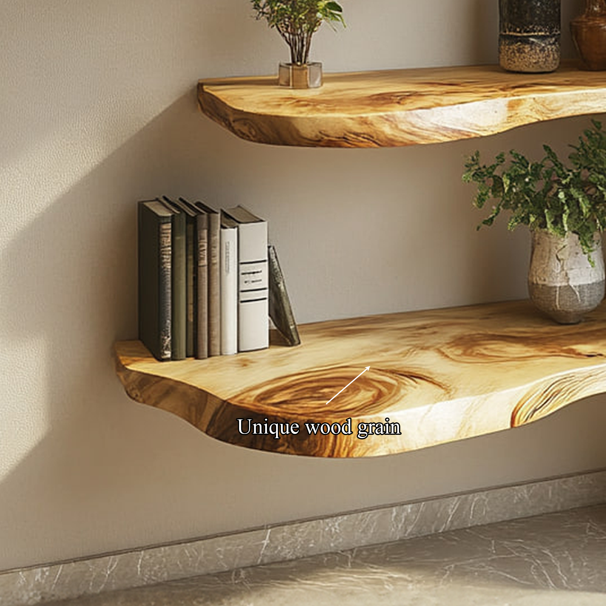 Rustic Live Edge Display Shelf Living Room Or Dining Room