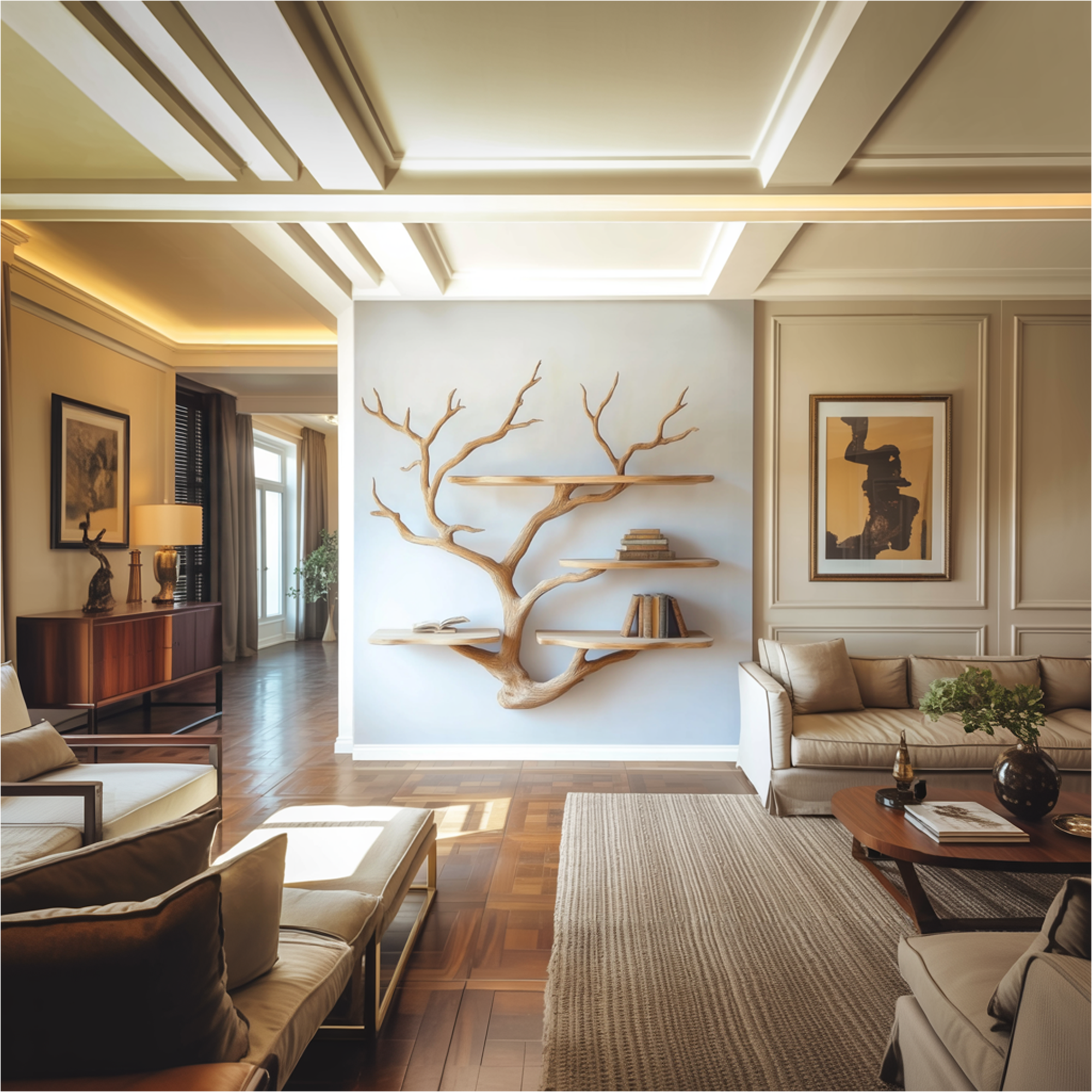 Sculptural Tree Wall Shelf Living Room And Studio