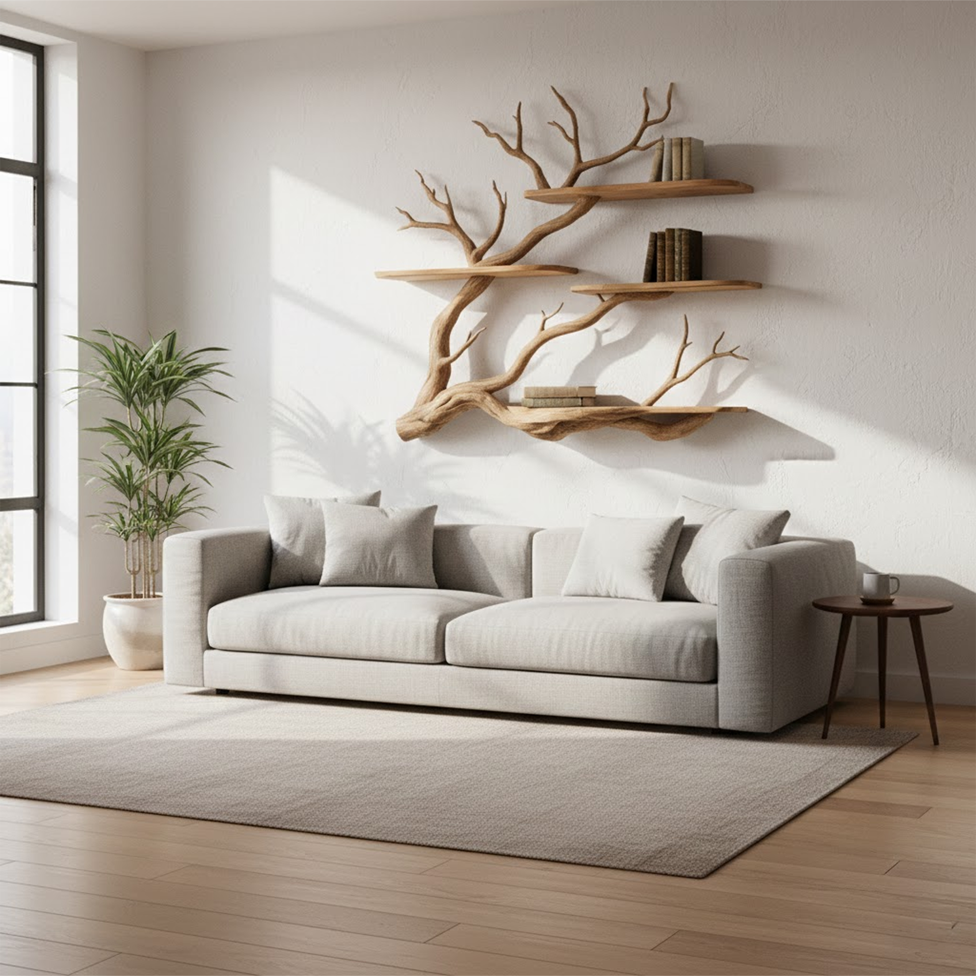 Nature Inspired Wall Shelf Reading Room And Bedroom
