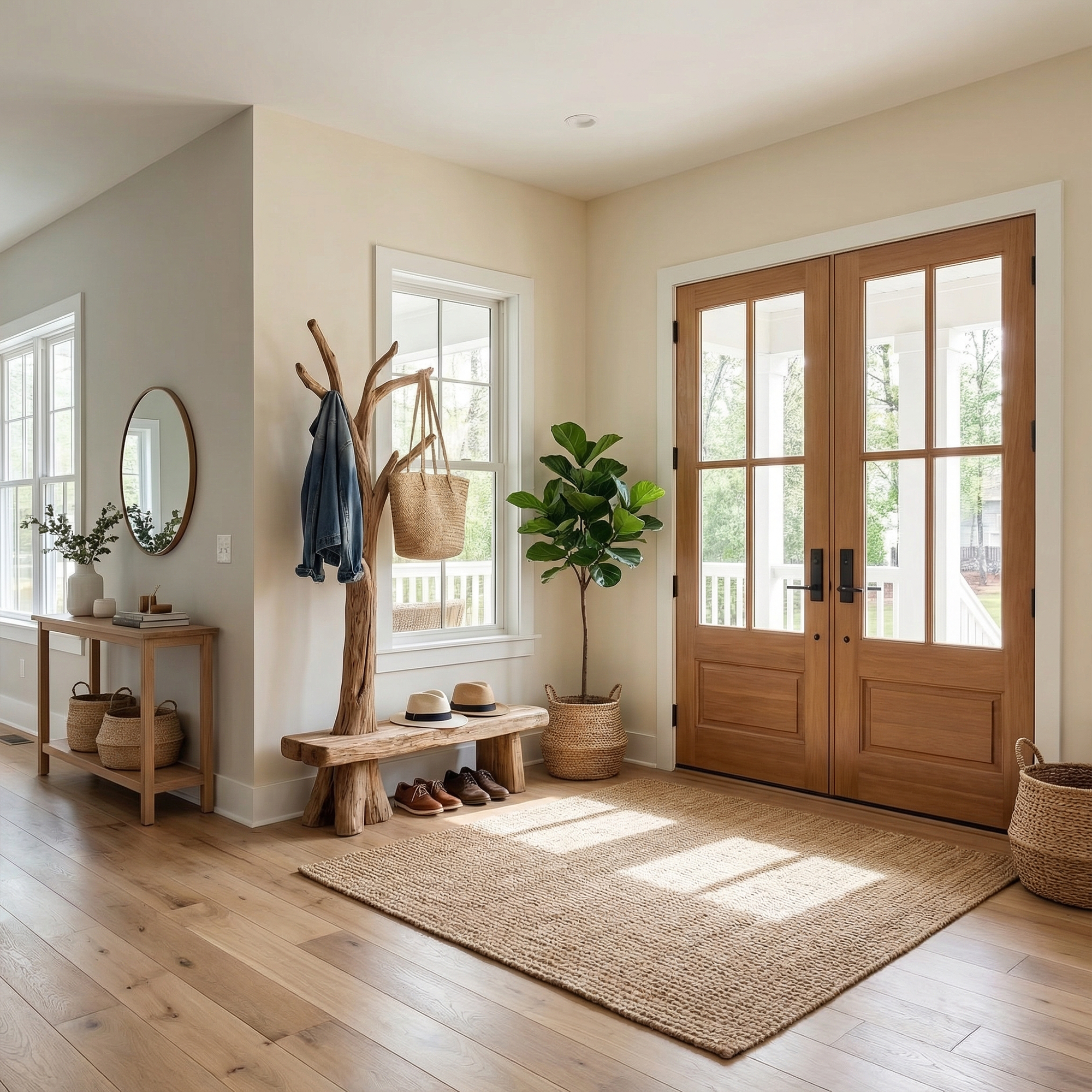 Rustic Tree Coat Rack Entryway And Hallway