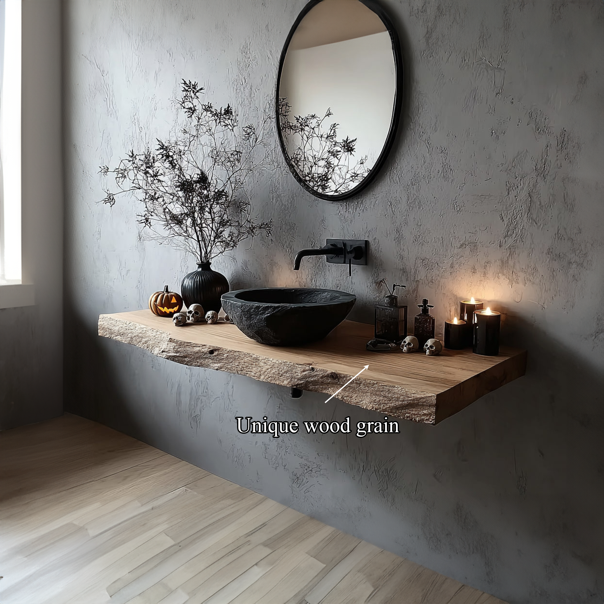 Rustic Floating Shelf Basin Vanity Bathroom