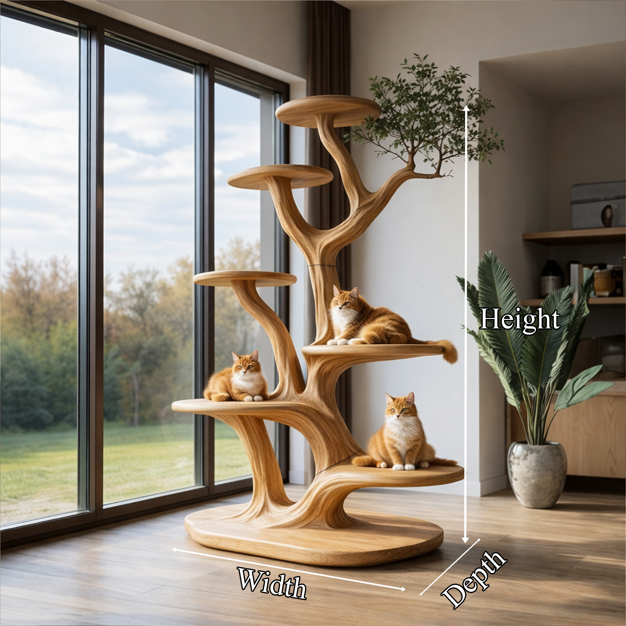 Rustic Tree Cat Play Tower Artistic Living Room