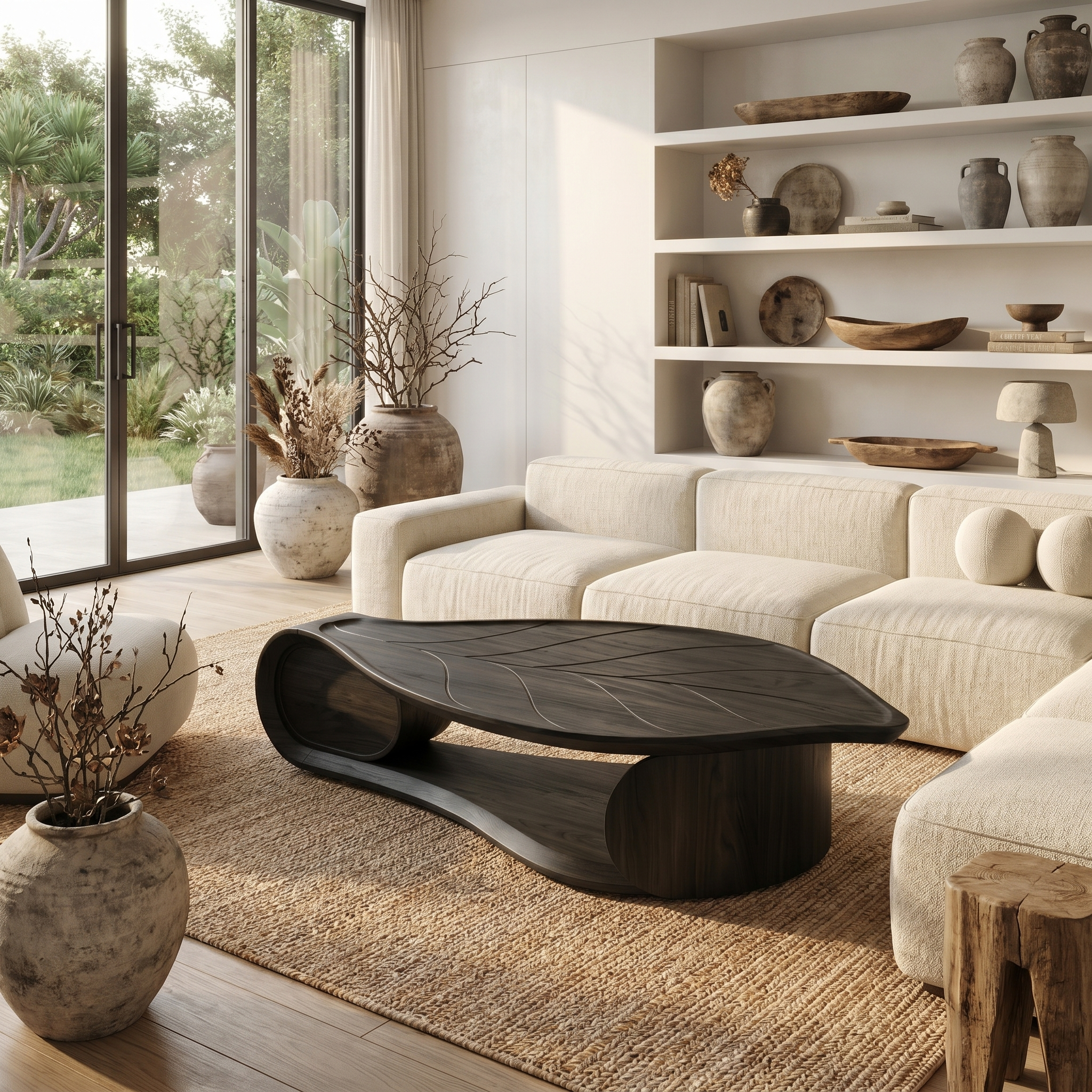 Organic Sculptural Coffee Table Solid Wood Living Room