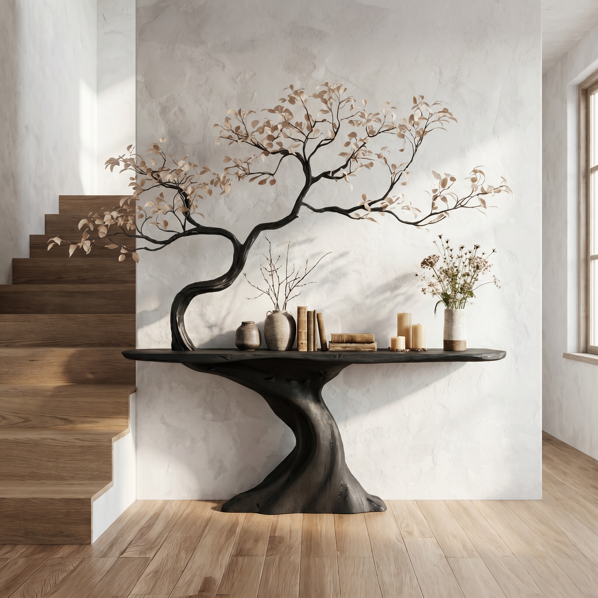 Midcentury Tree Console Table Entryway