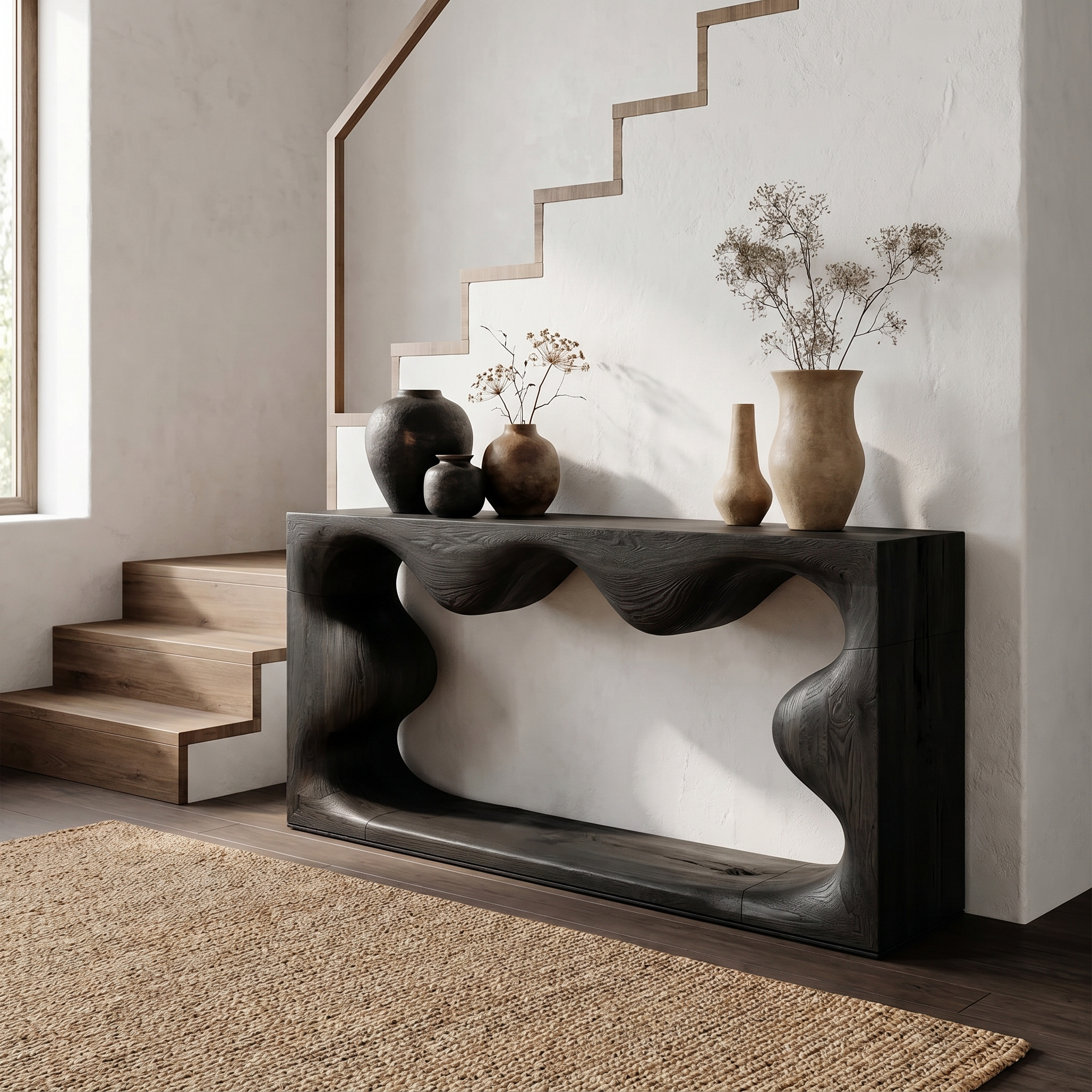 Midcentury Curved Console table Living Room