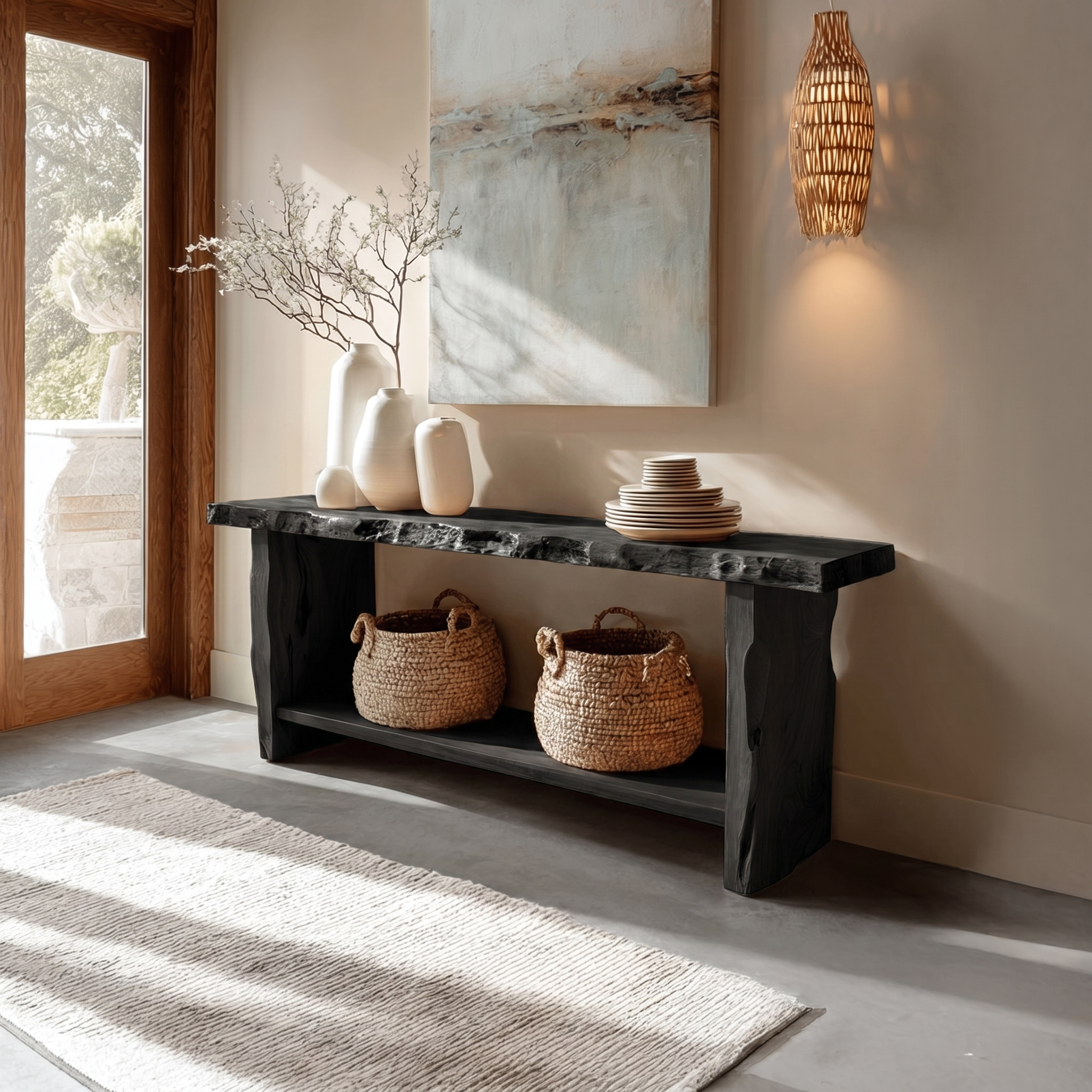 Rustic Live Edge Console Table Dining Room Entryway