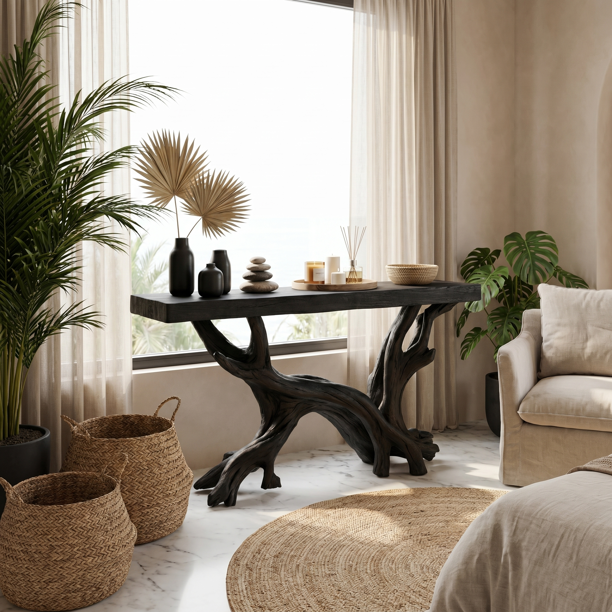 Rustic Coastal Console Table Living Room And Hallway