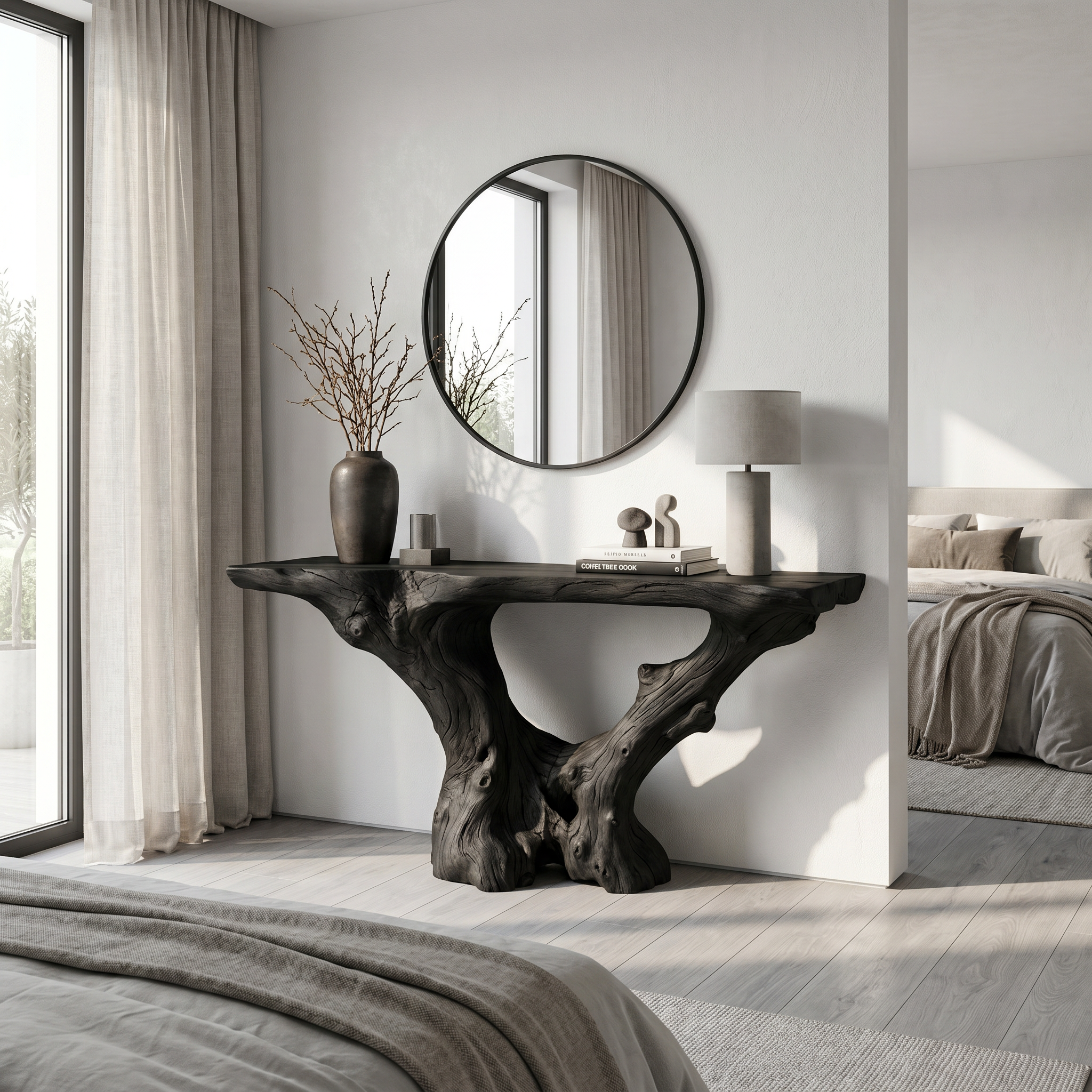 Rustic Handcrafted Wood Console Table Living Room