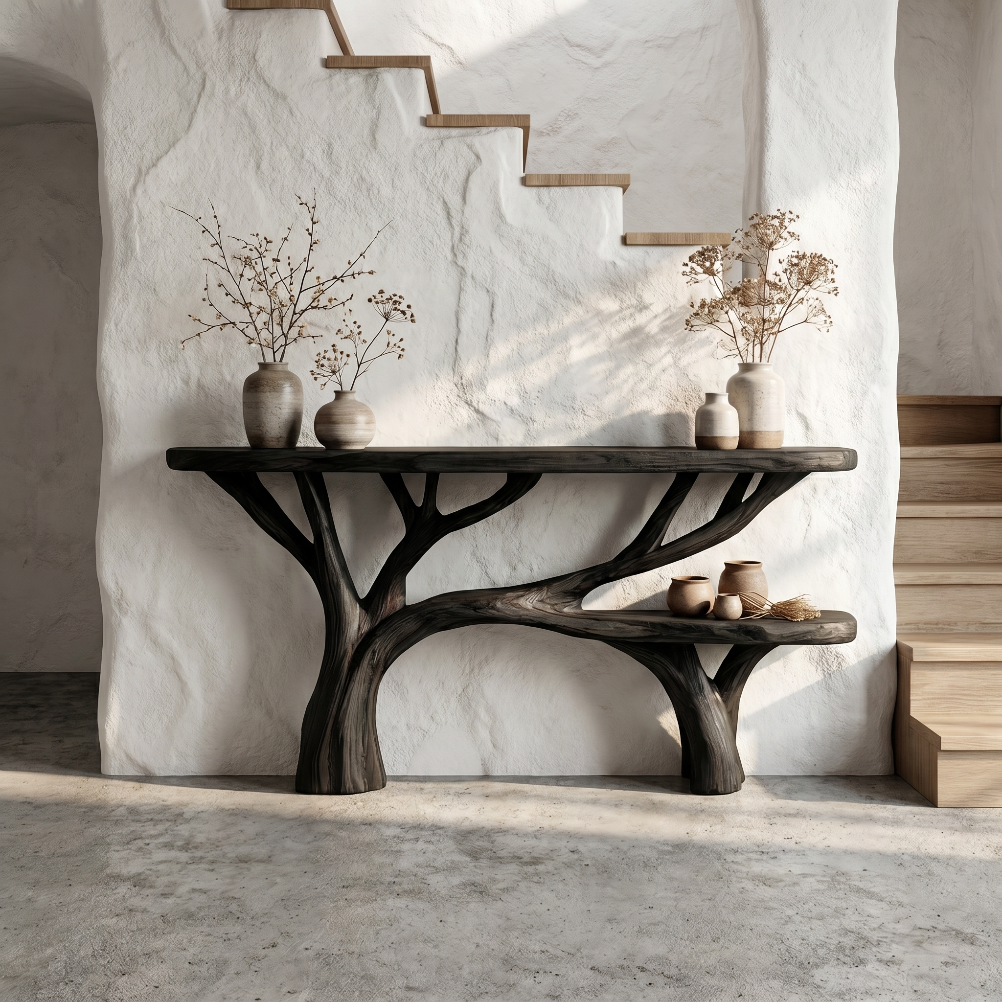 Rustic Tree Design Console Table Living Room Entryway