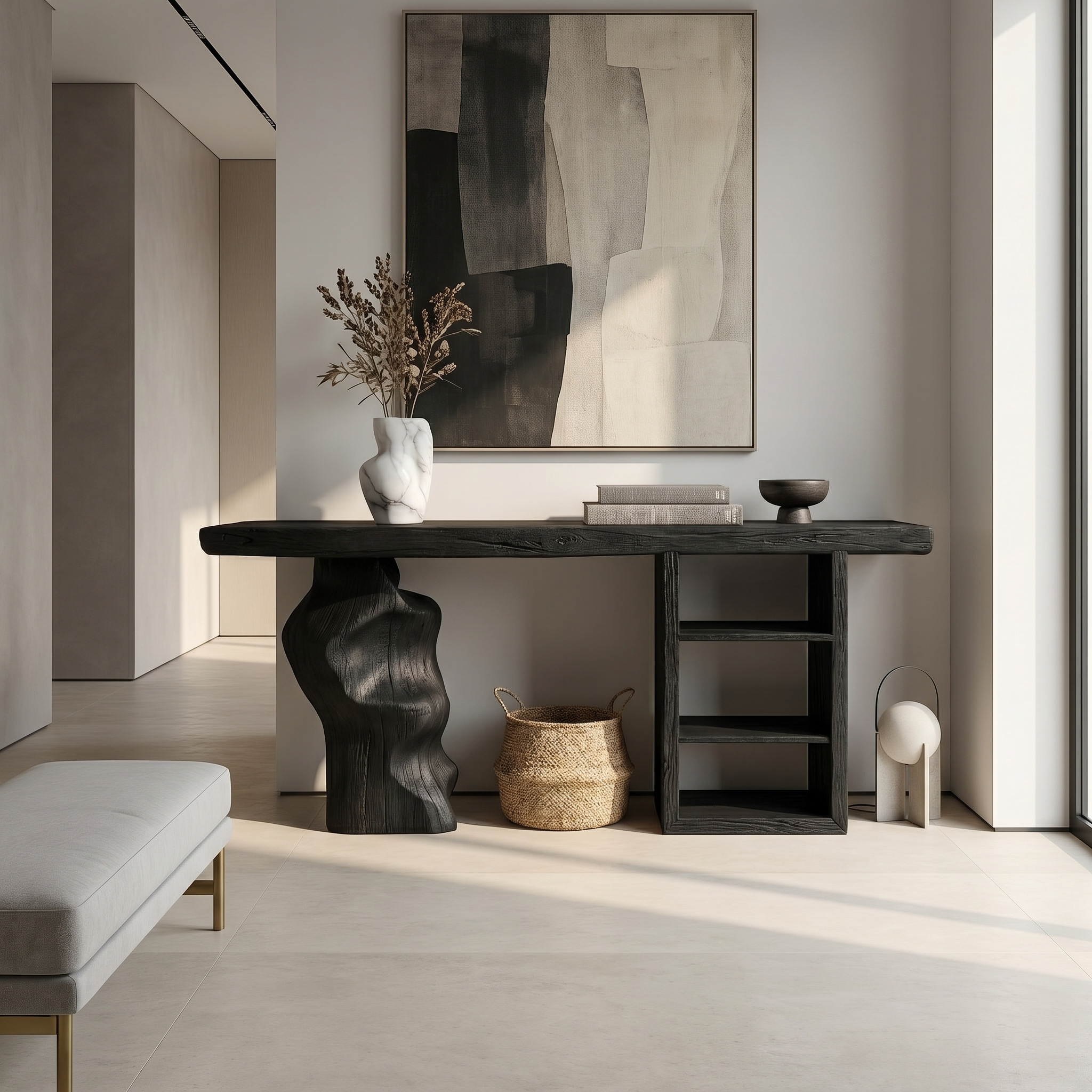 Japandi Organic Modern Console Table Living Room And Entryway