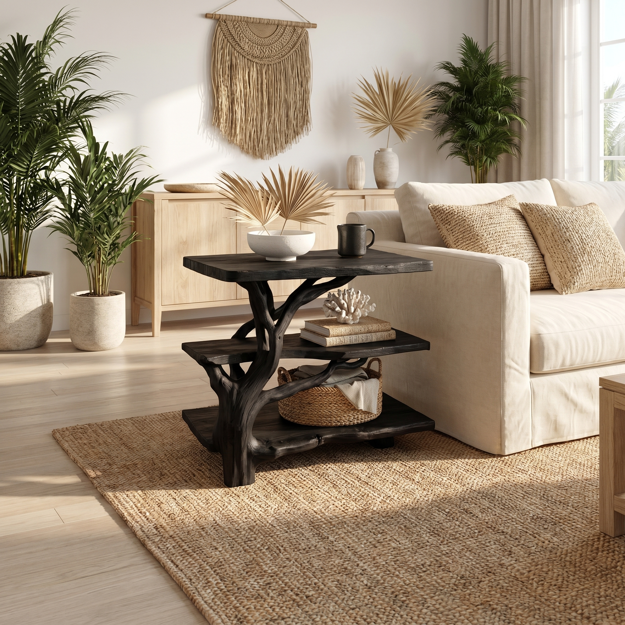 Rustic Tree Bedside Table Bedroom