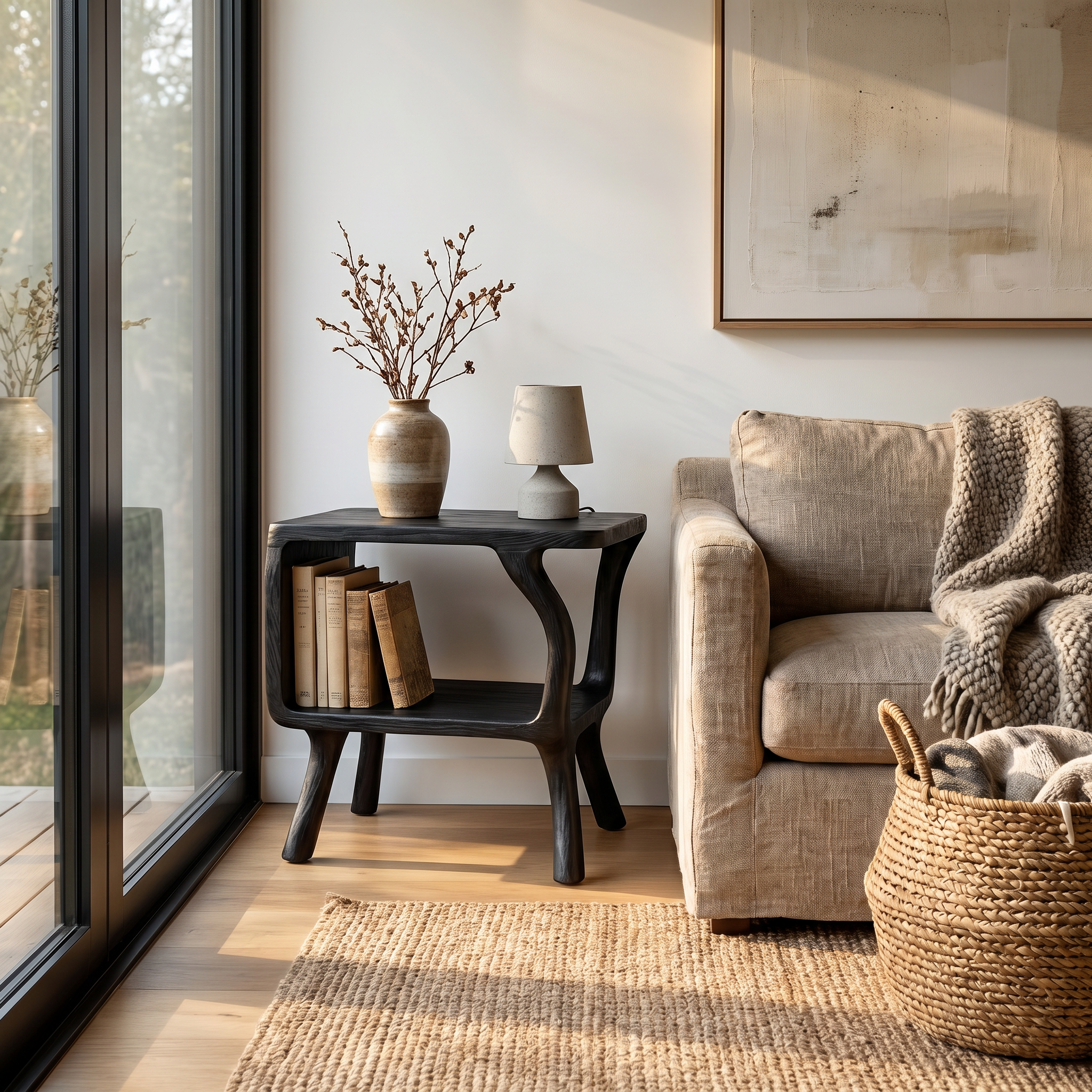Free Standing Rustic Side Table Living Room
