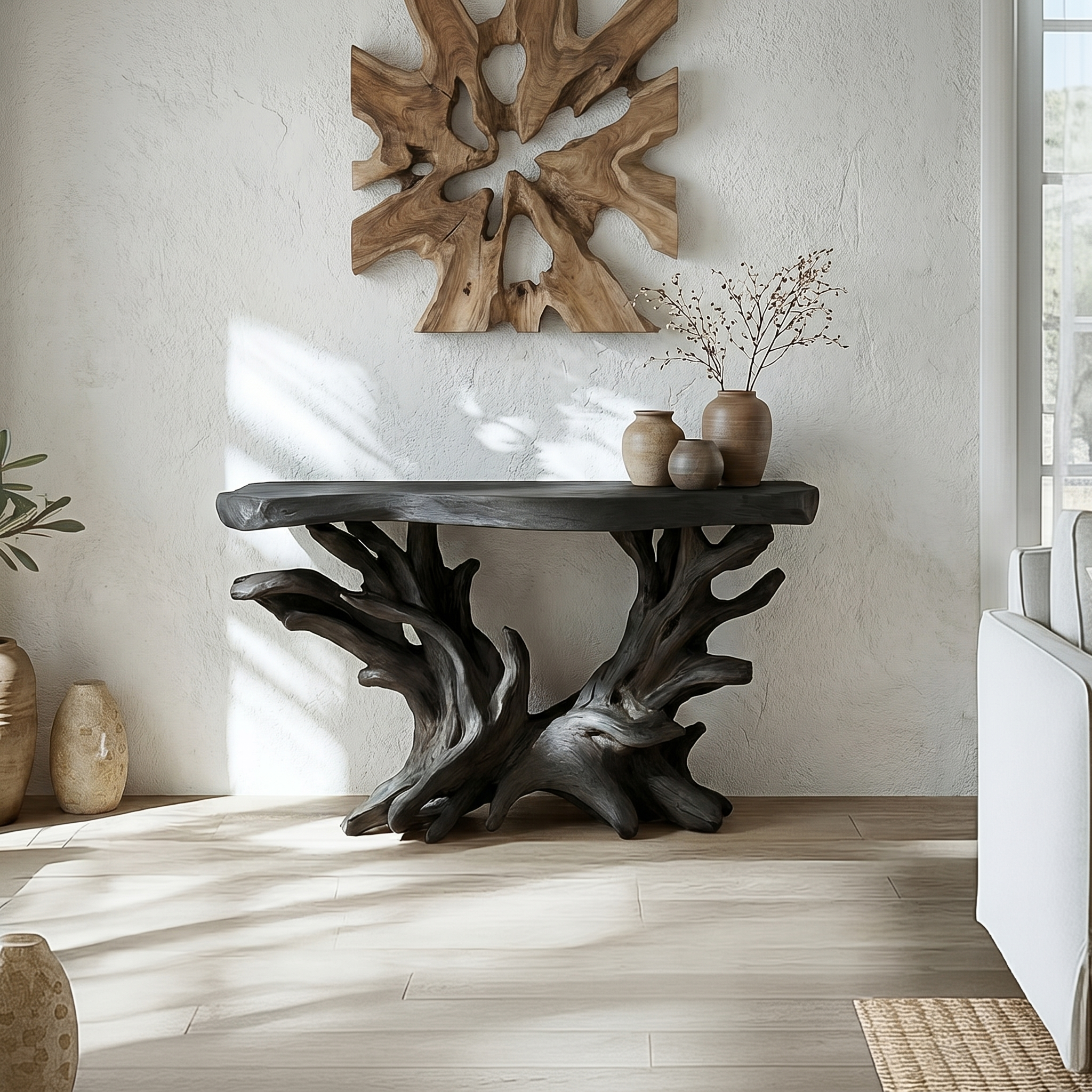 Coastal Rustic Organic Console Table Living Room And Entryway