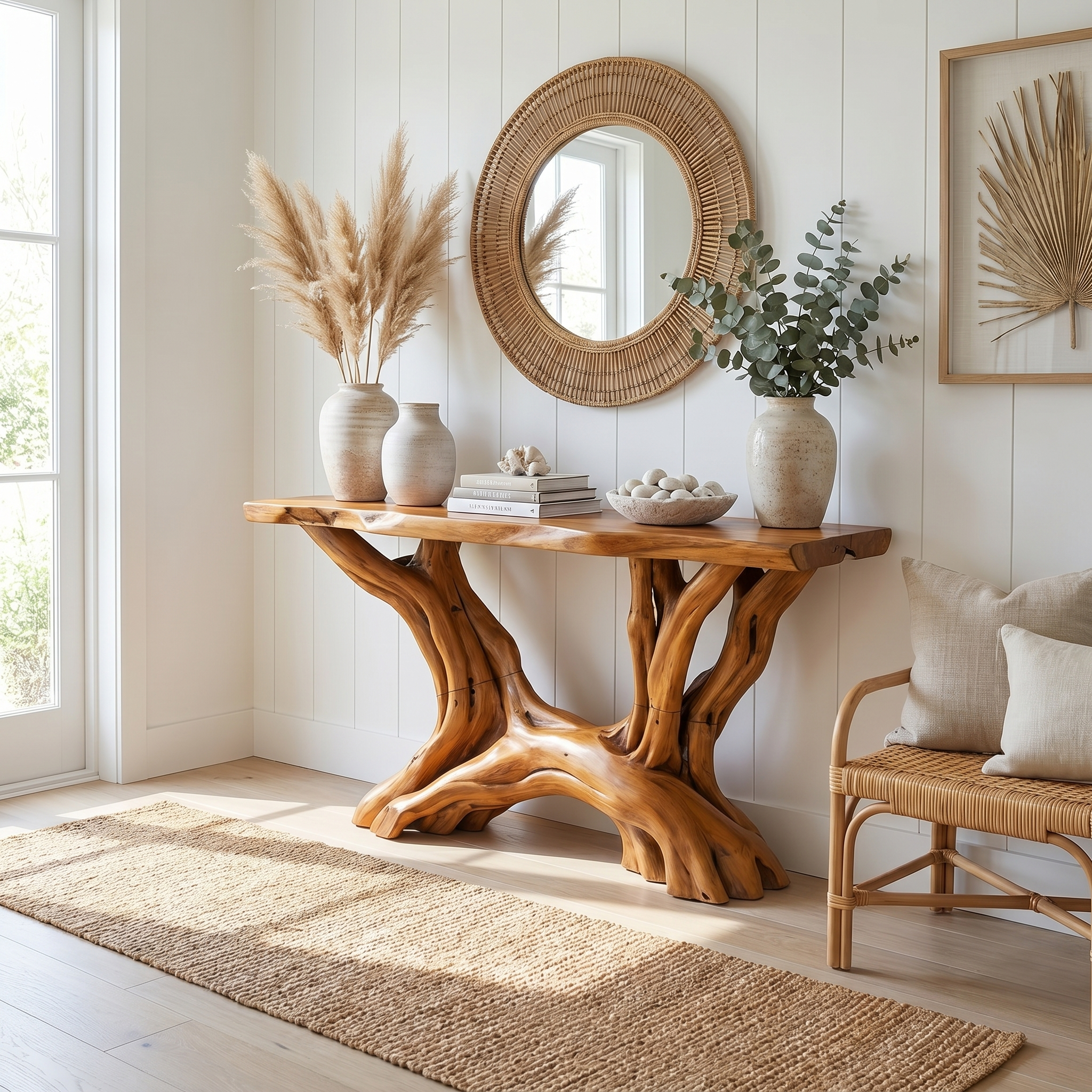 Coastal Rustic Organic Console Table Living Room And Entryway