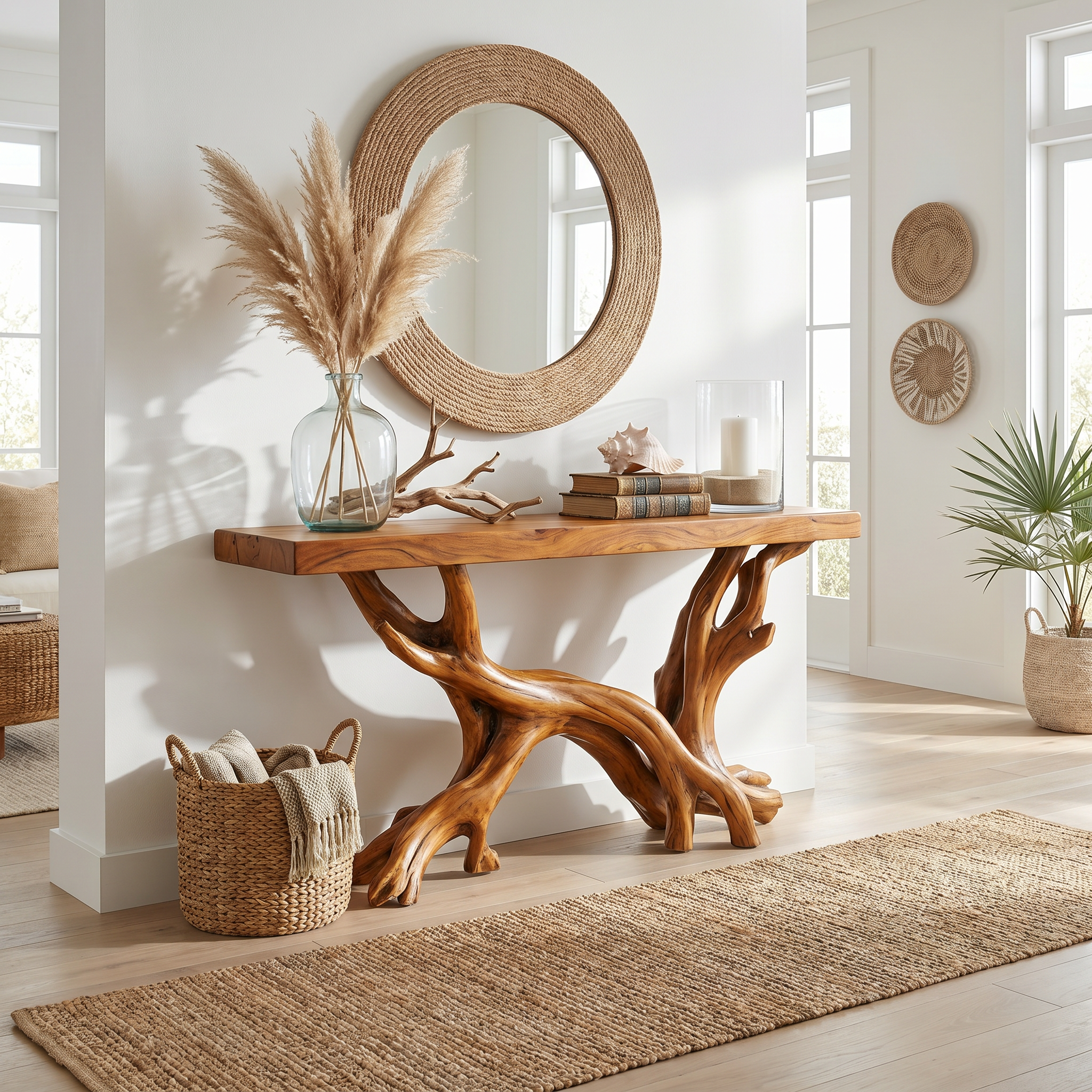 Rustic Coastal Console Table Living Room And Hallway