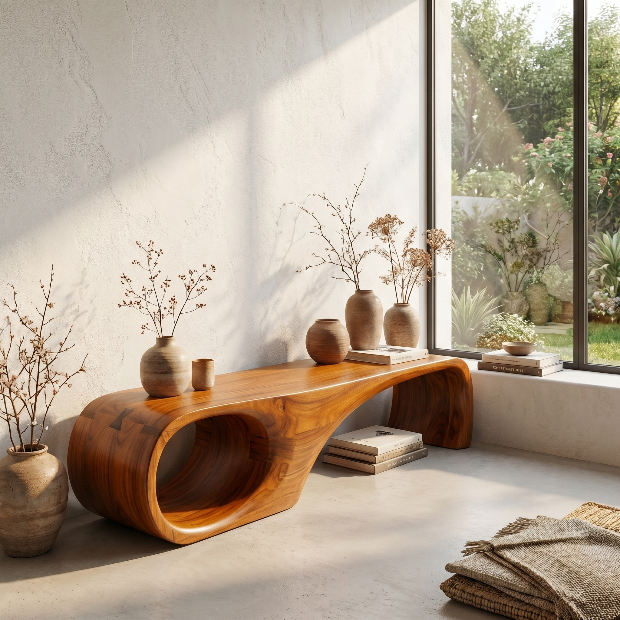 Modern Sculptural End Of Bed Bench For Bedroom And Interior Decor