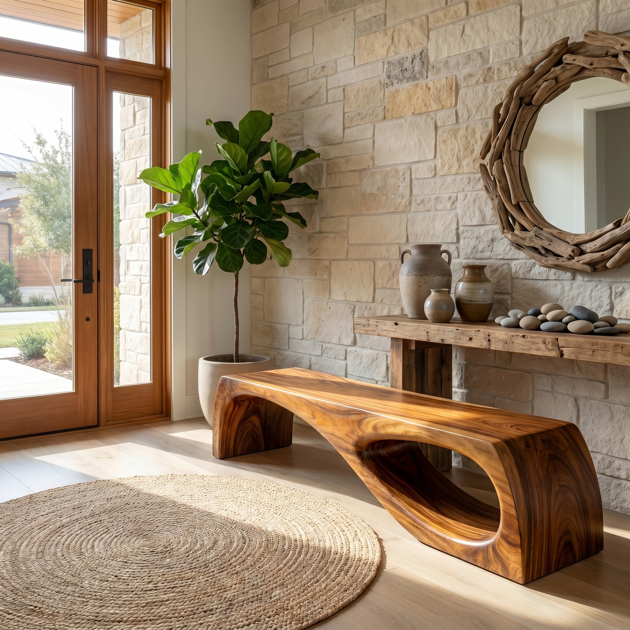 Modern Organic Garden Bench For Patio And Backyard Space