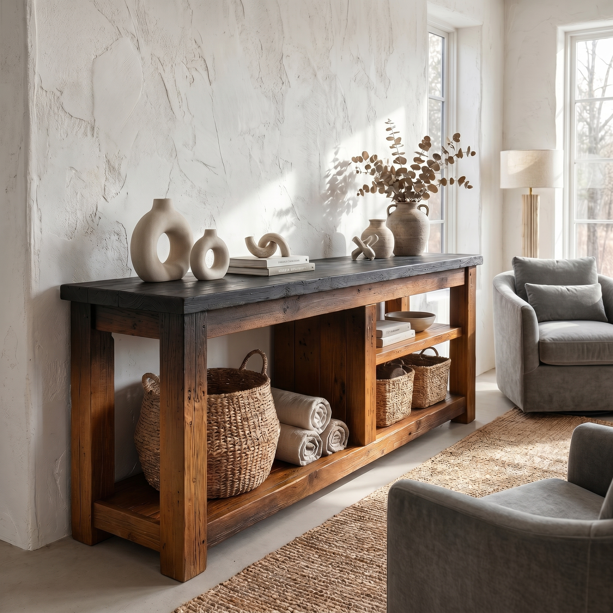 Rustic TV Console Table Living Room