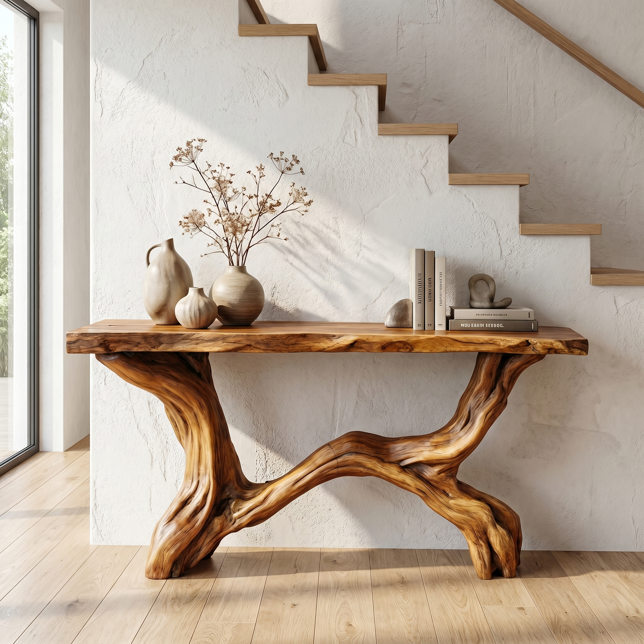 Live Edge Console Table Solid Wood Rustic Driftwood Gift