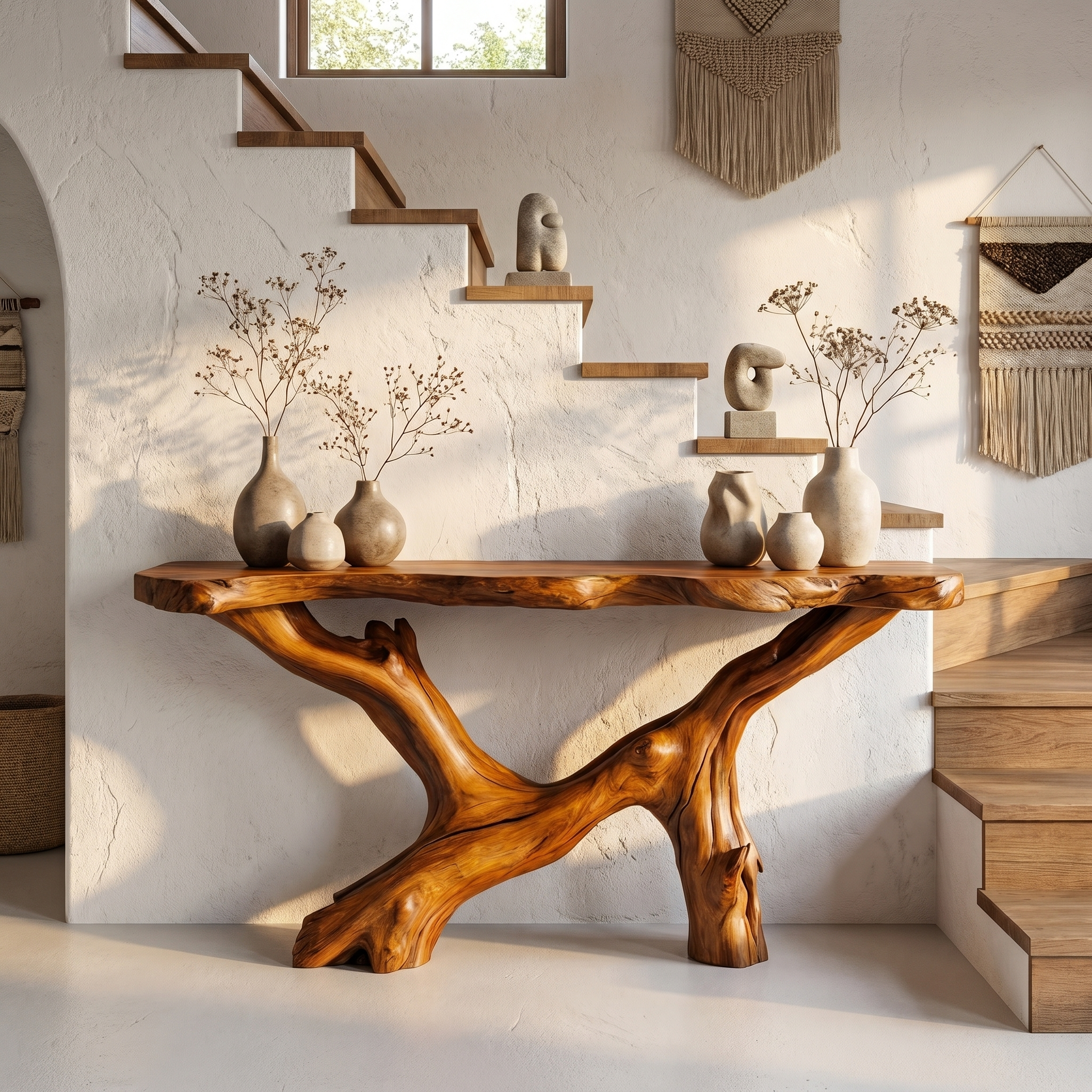 Live Edge Console Table Natural Wood Rustic Handmade Gift
