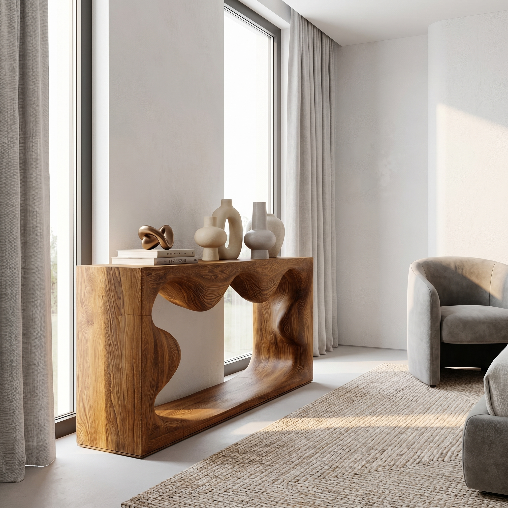 Midcentury Curved Console table Living Room