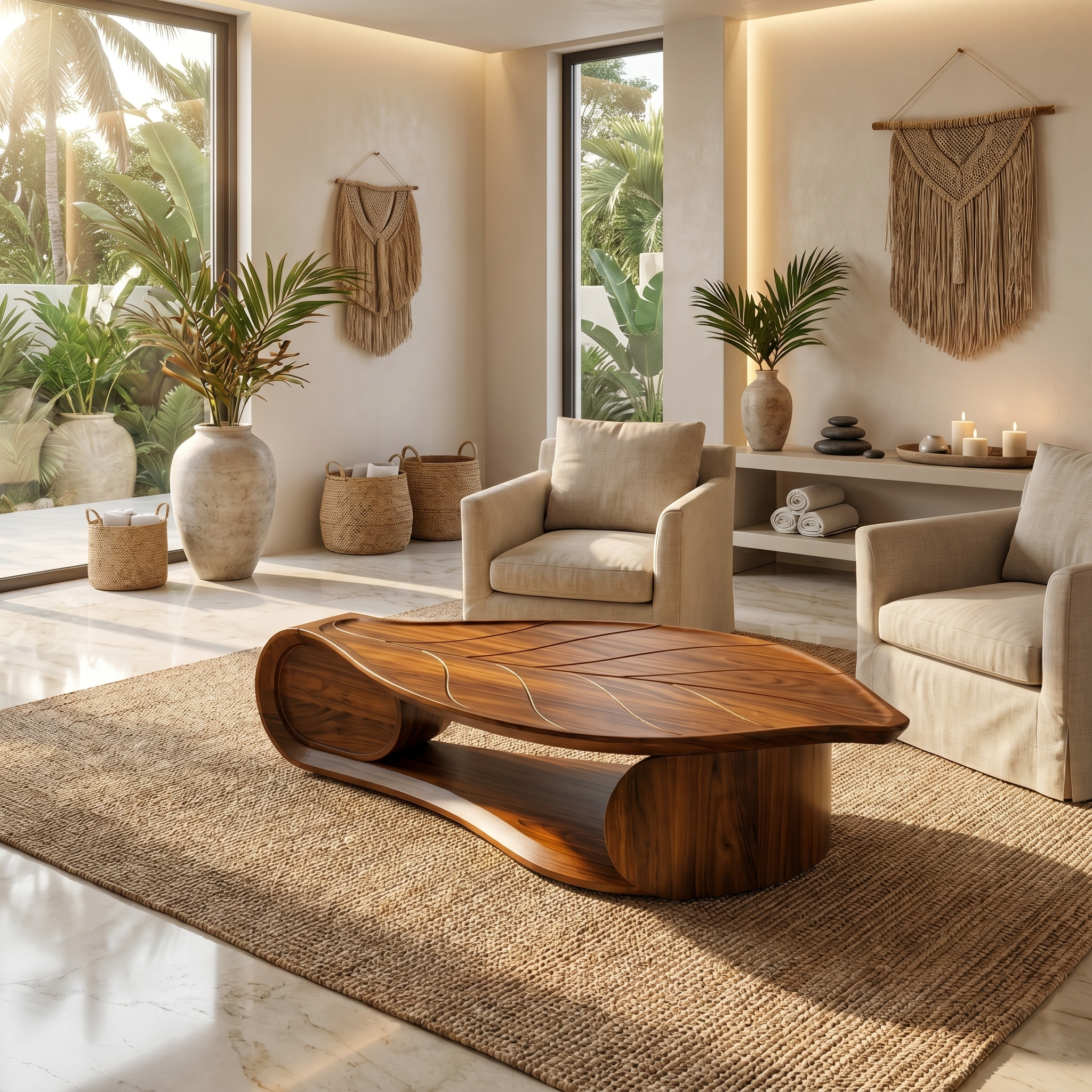 Organic Sculptural Coffee Table Solid Wood Living Room