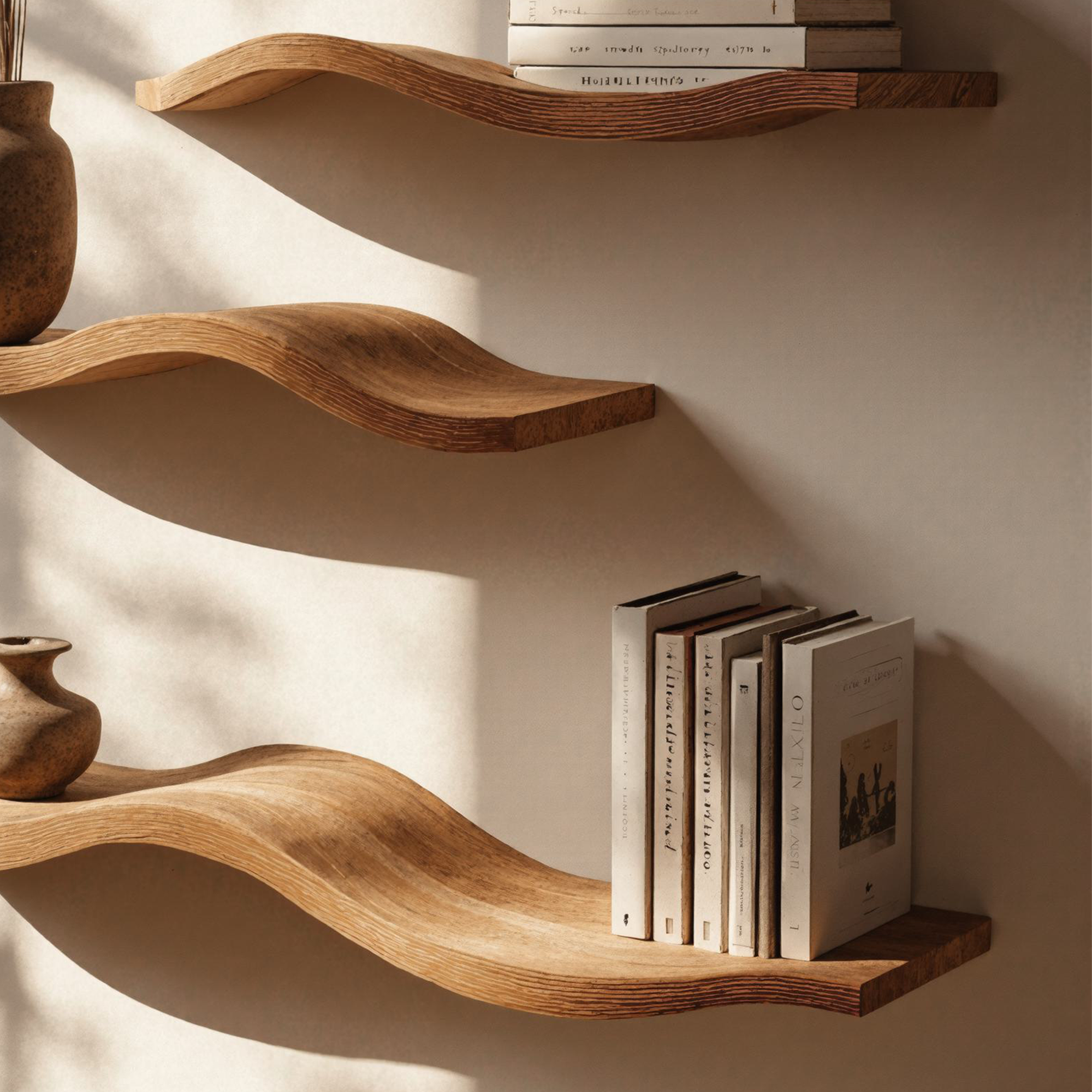 Wavy Floating Shelves Live Edge Oak Floating Shelf